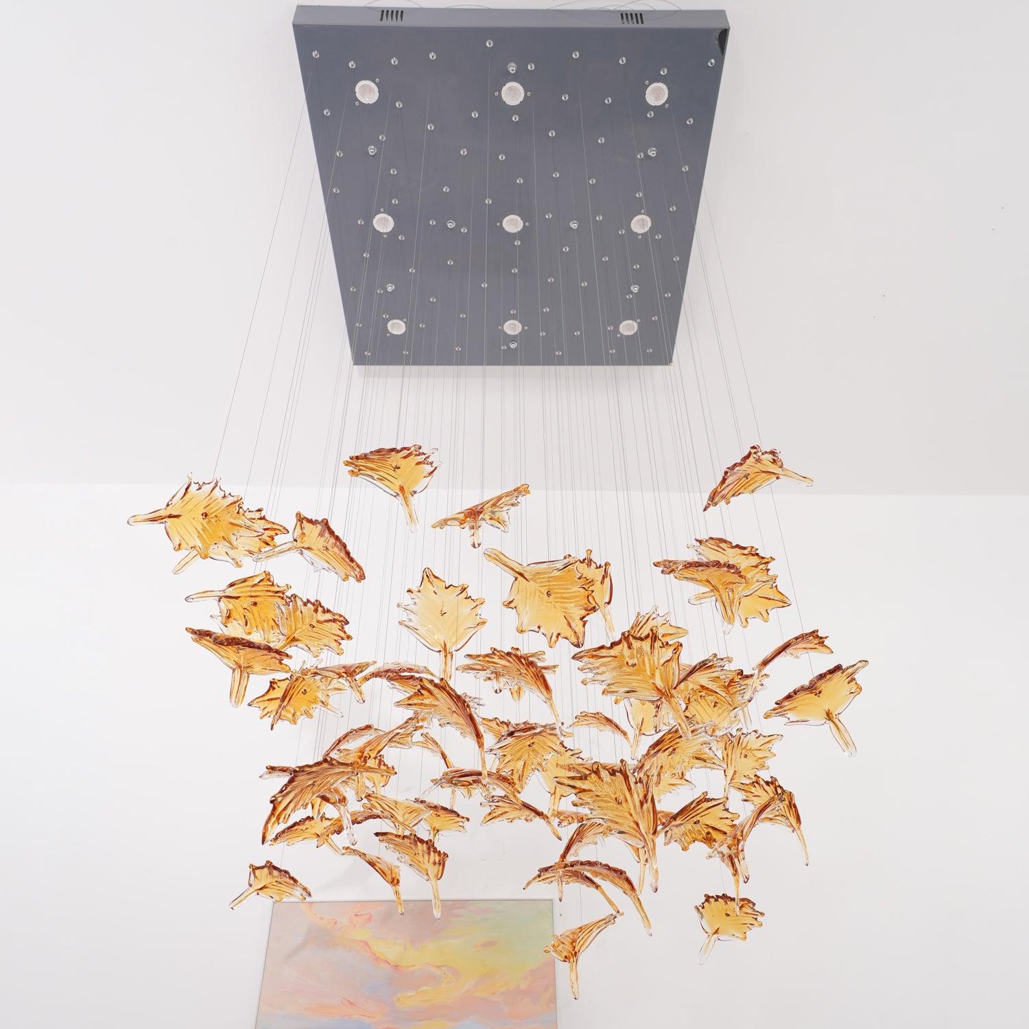 Multicolor Crystal Maple Leaf Chandelier - Cueteks