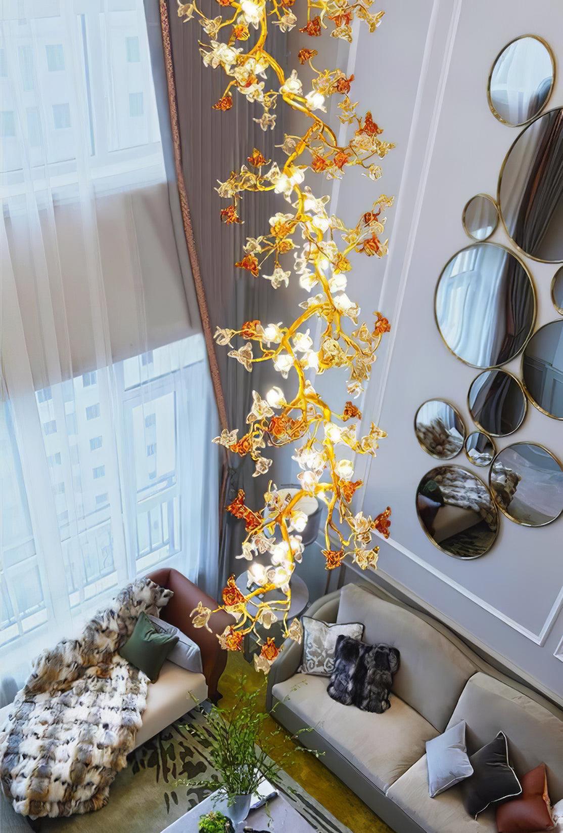 Brass Maple Branch Chandelier - Cueteks