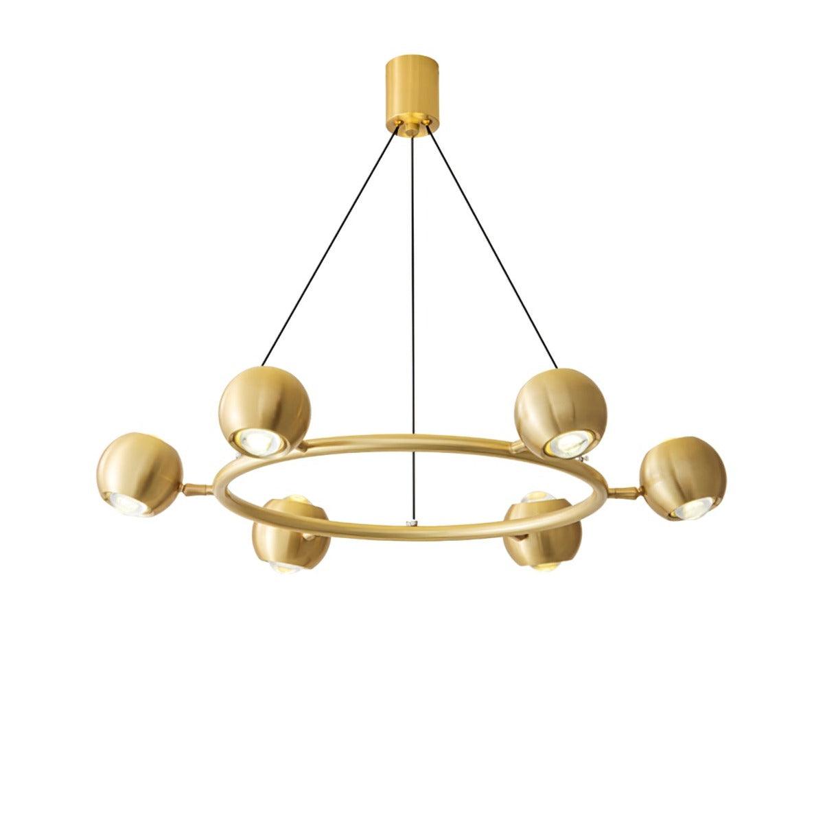 Callisto six-head brass ring chandelier