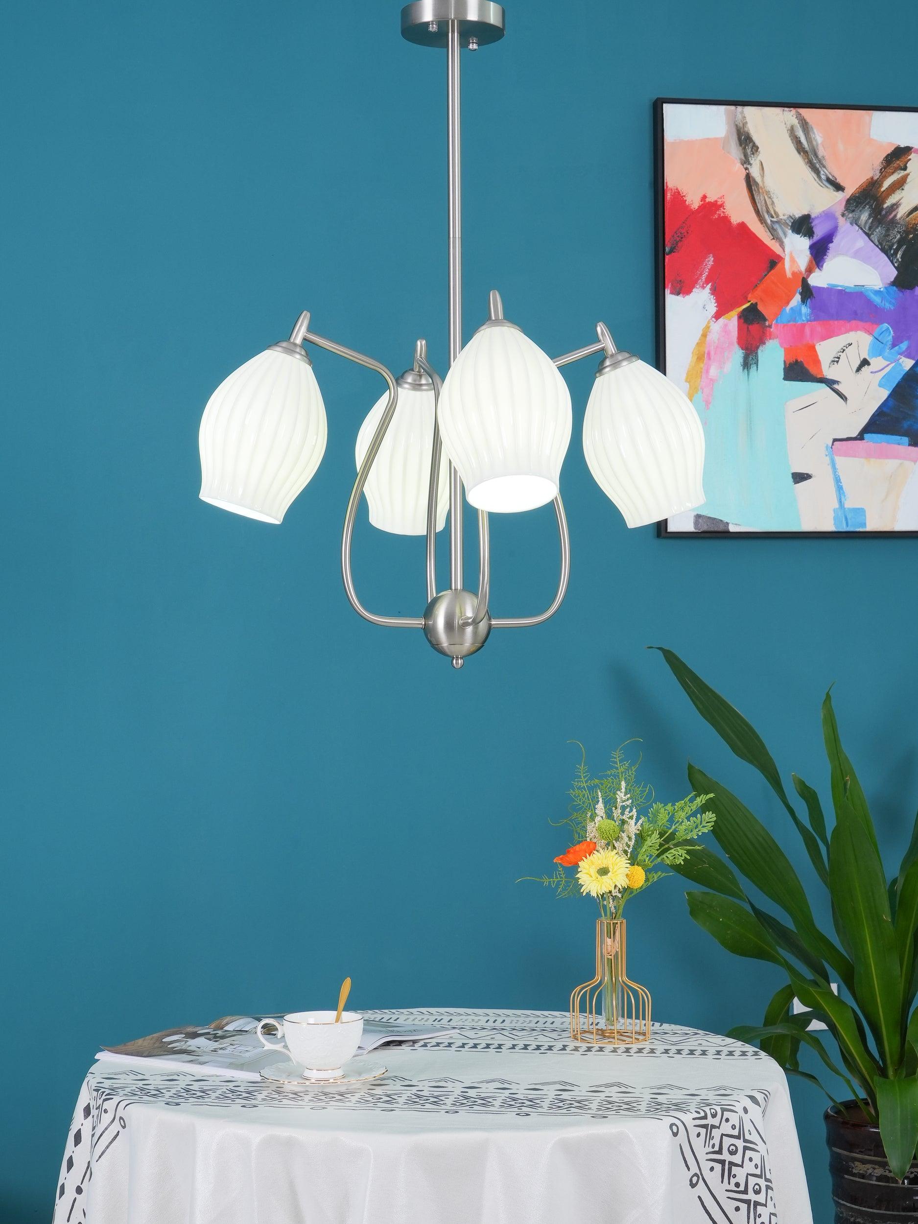 Ceramic Ribbed Chandelier - Cueteks