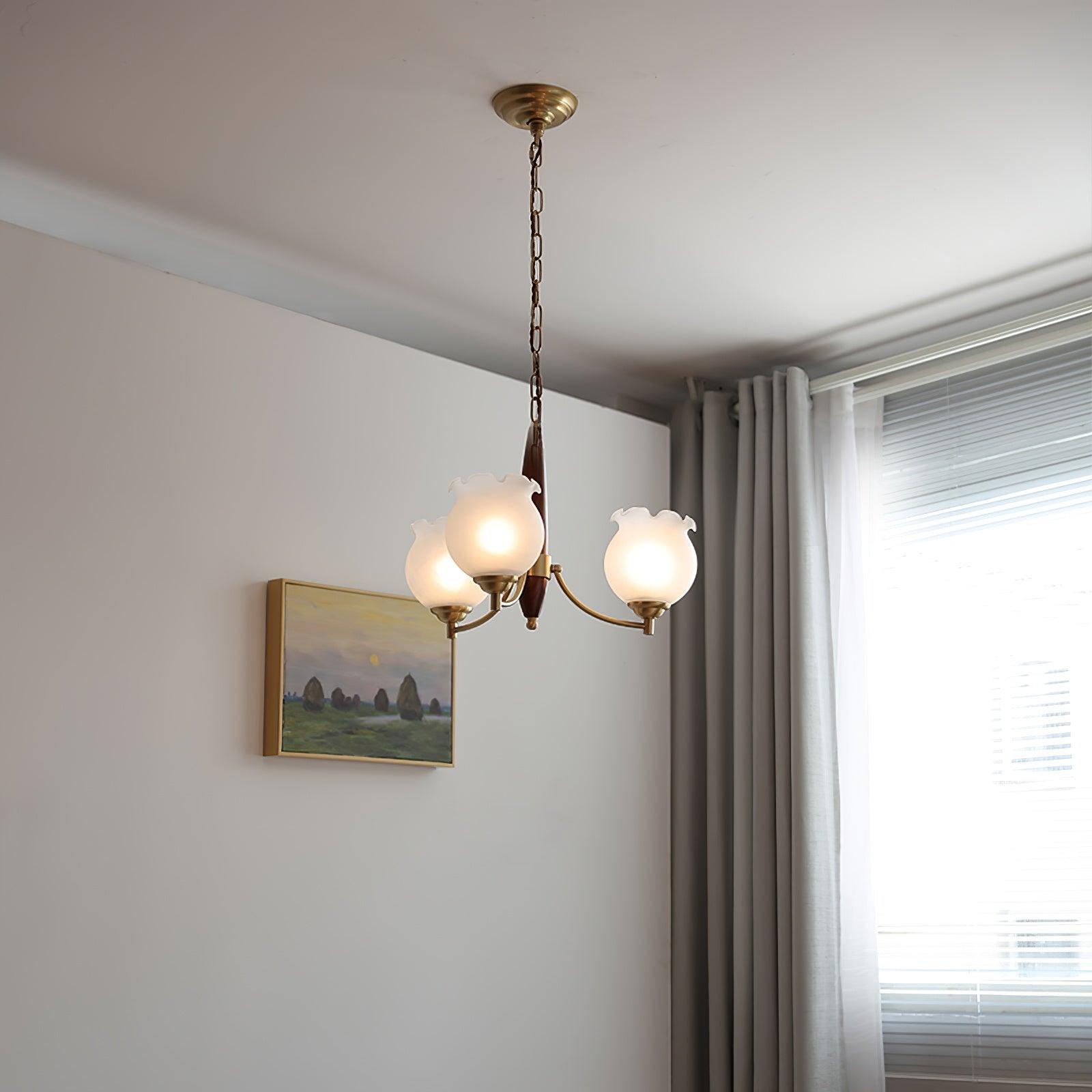 Tulips Glass Wood Chandelier - Cueteks