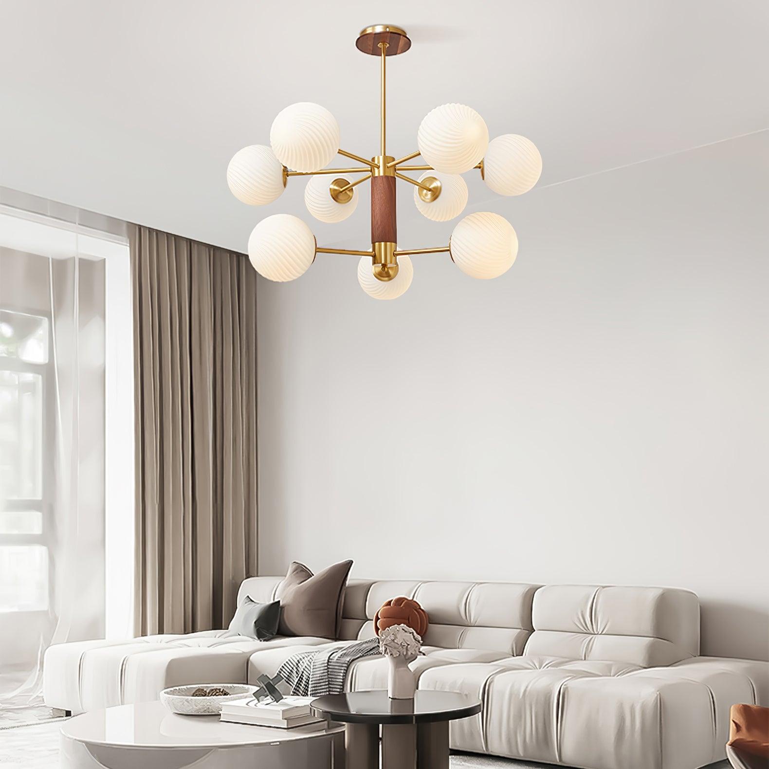 Ribbed Babble Glass Chandelier - Cueteks