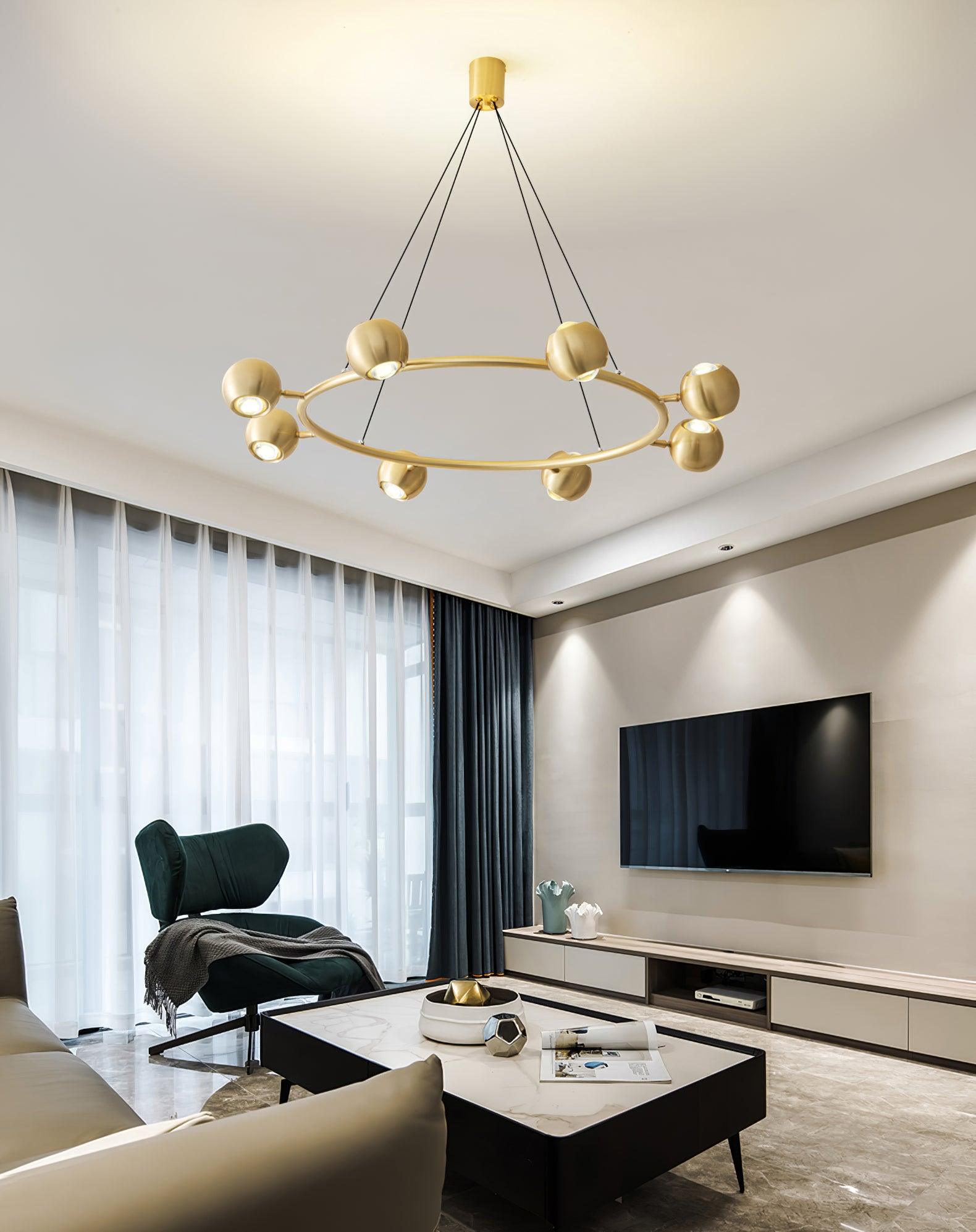 Ring chandelier in a modern living room