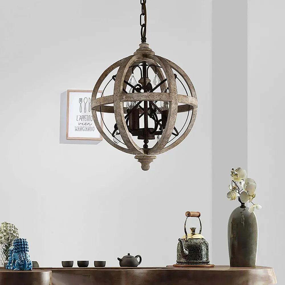 Retro Globe Weathered Chandelier - Cueteks