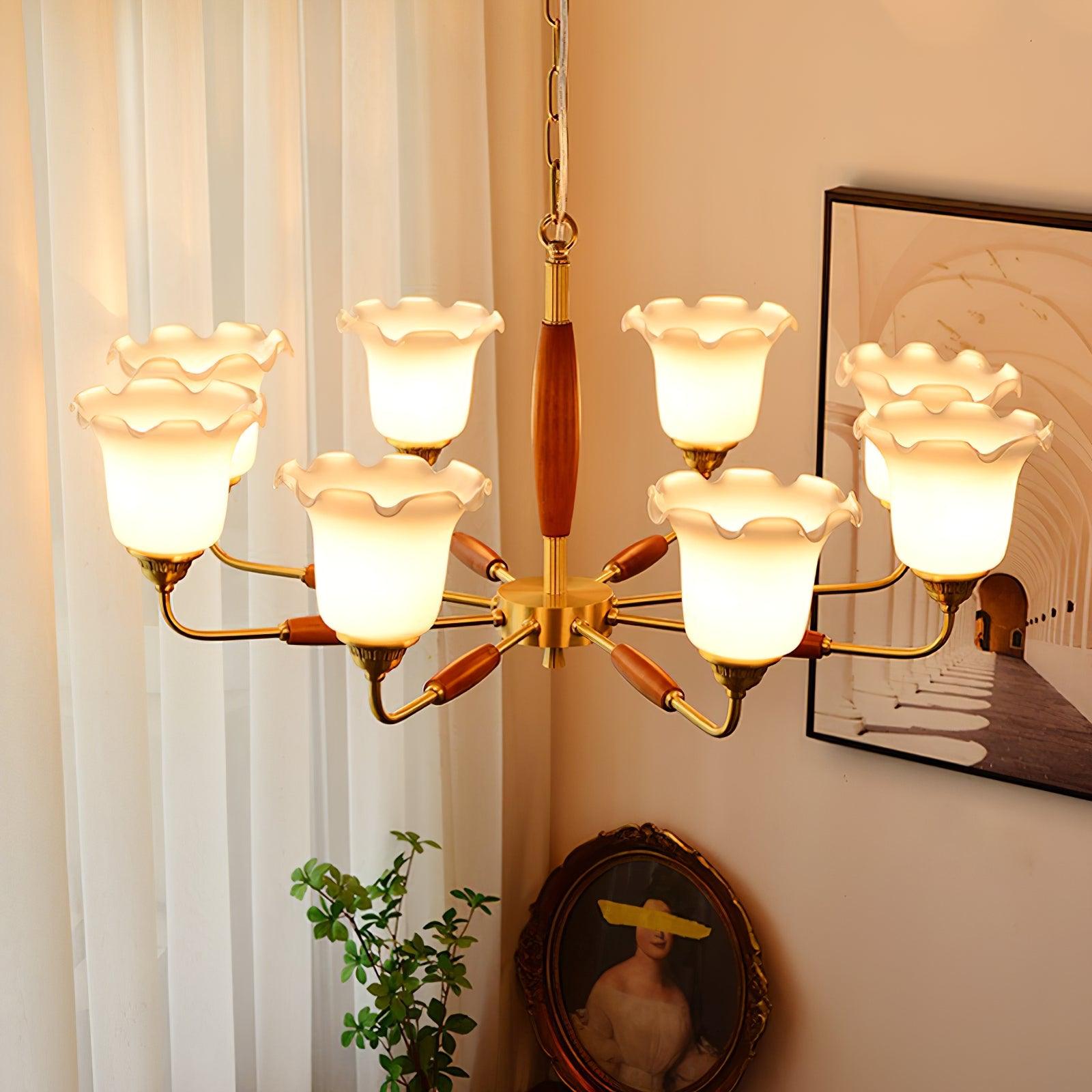 Trumpet Flower Glass Chandelier - Cueteks