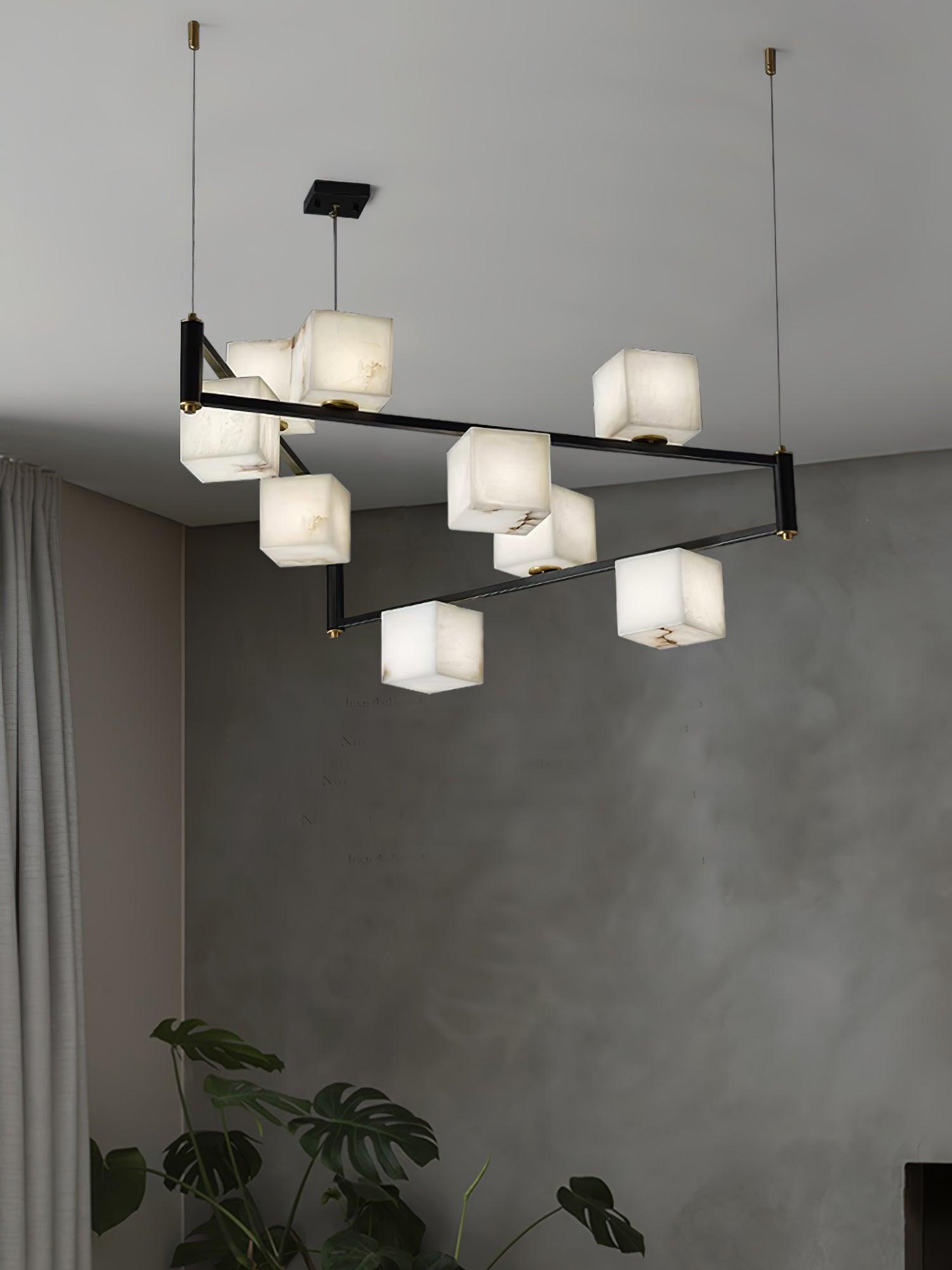 Alabaster Square Box Chandelier - Cueteks