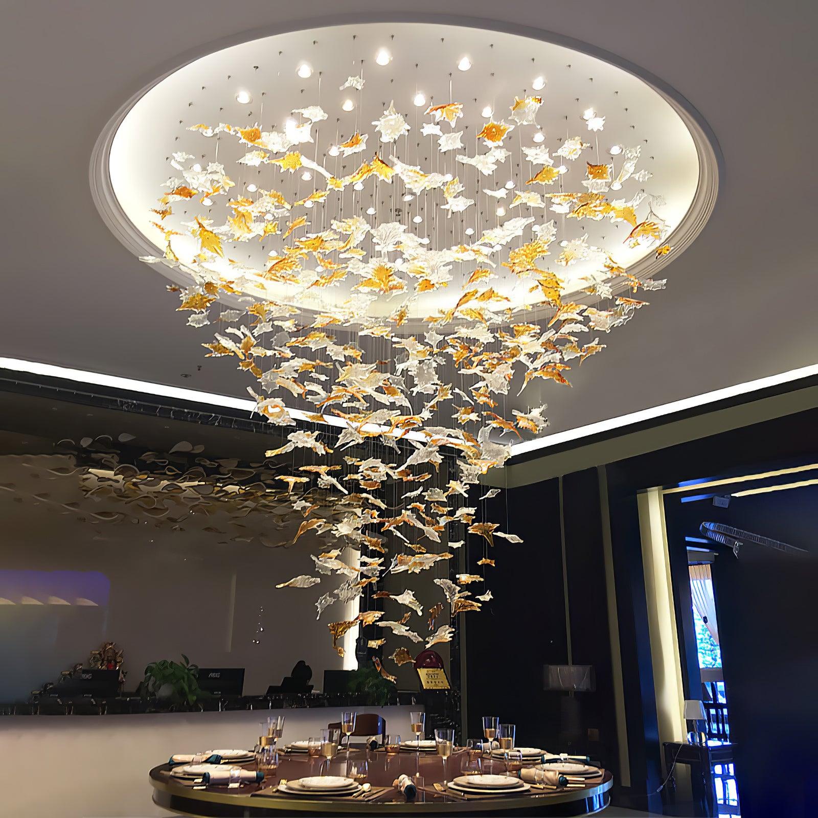 Multicolor Crystal Maple Leaf Chandelier - Cueteks