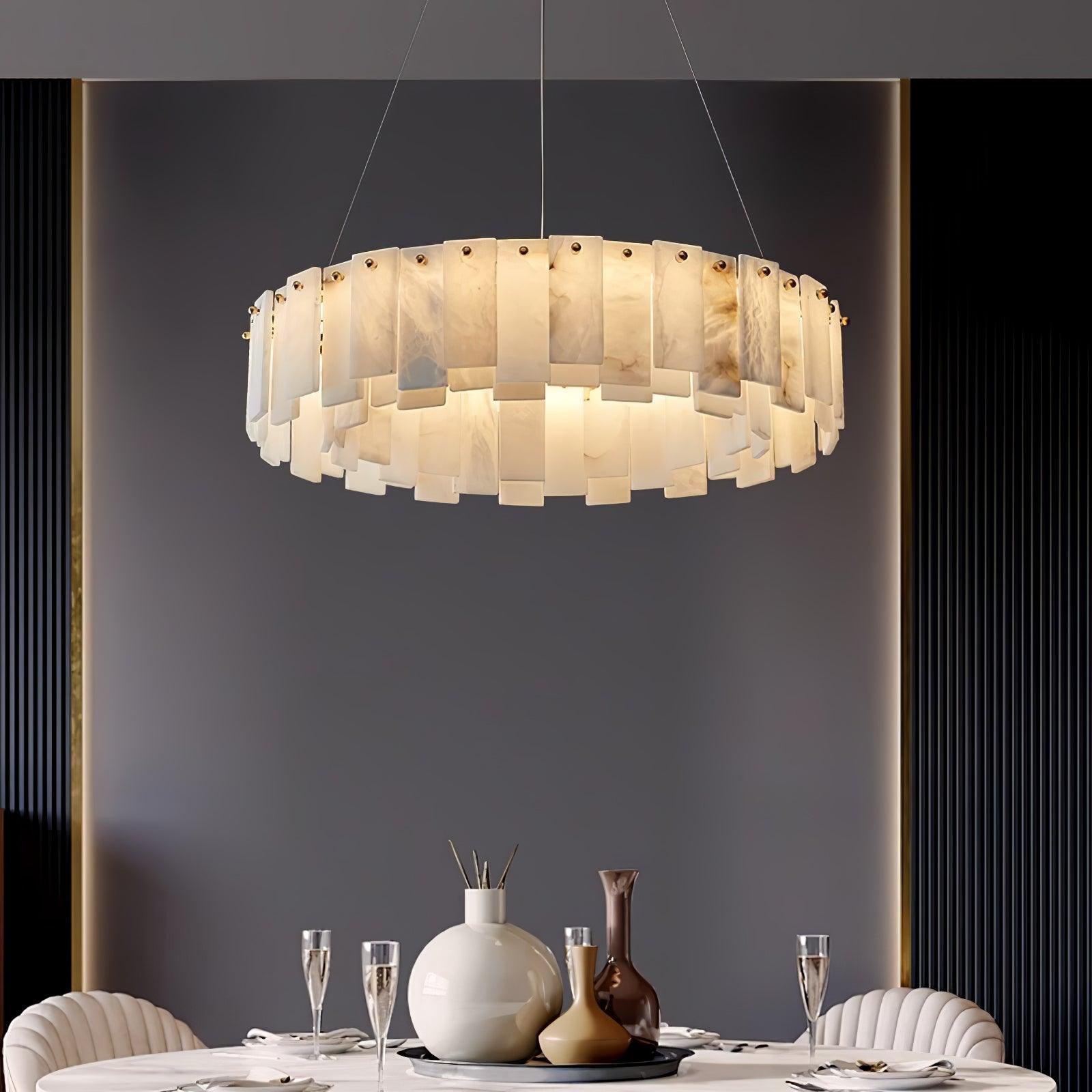Celestial Alabaster Round Chandelier - Cueteks