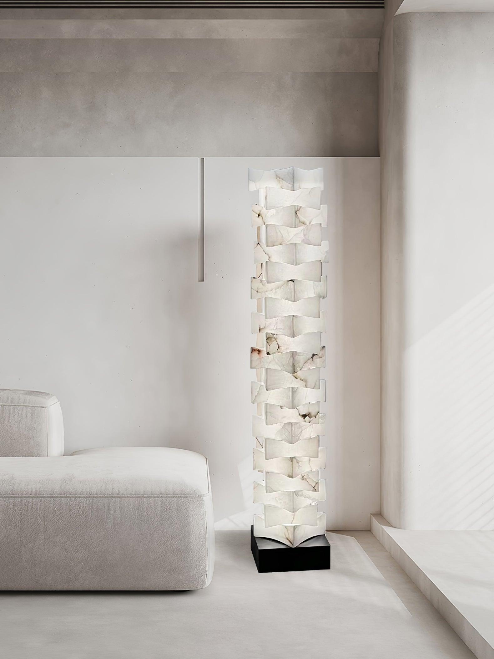 Stacked Alabaster Squares Floor Lamp - Cueteks
