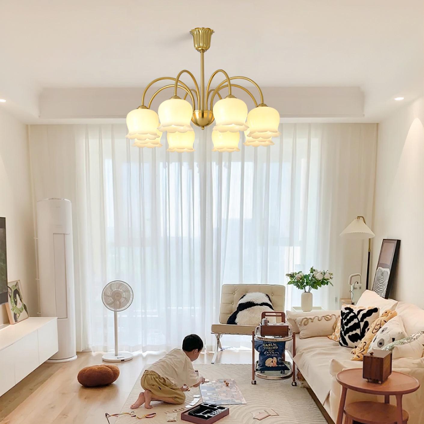 Orchids Brass Chandelier - Cueteks