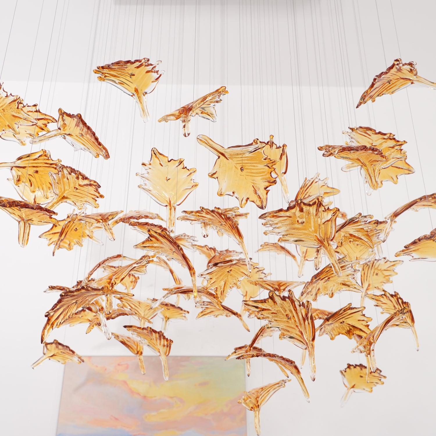 Multicolor Crystal Maple Leaf Chandelier - Cueteks