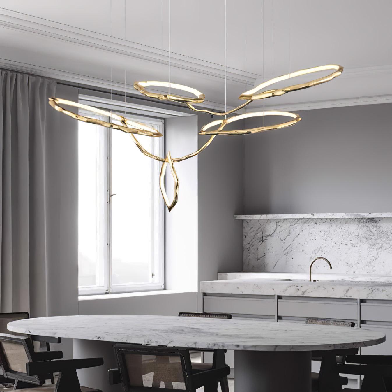 Cloud Rings Series Brass Chandelier - Cueteks