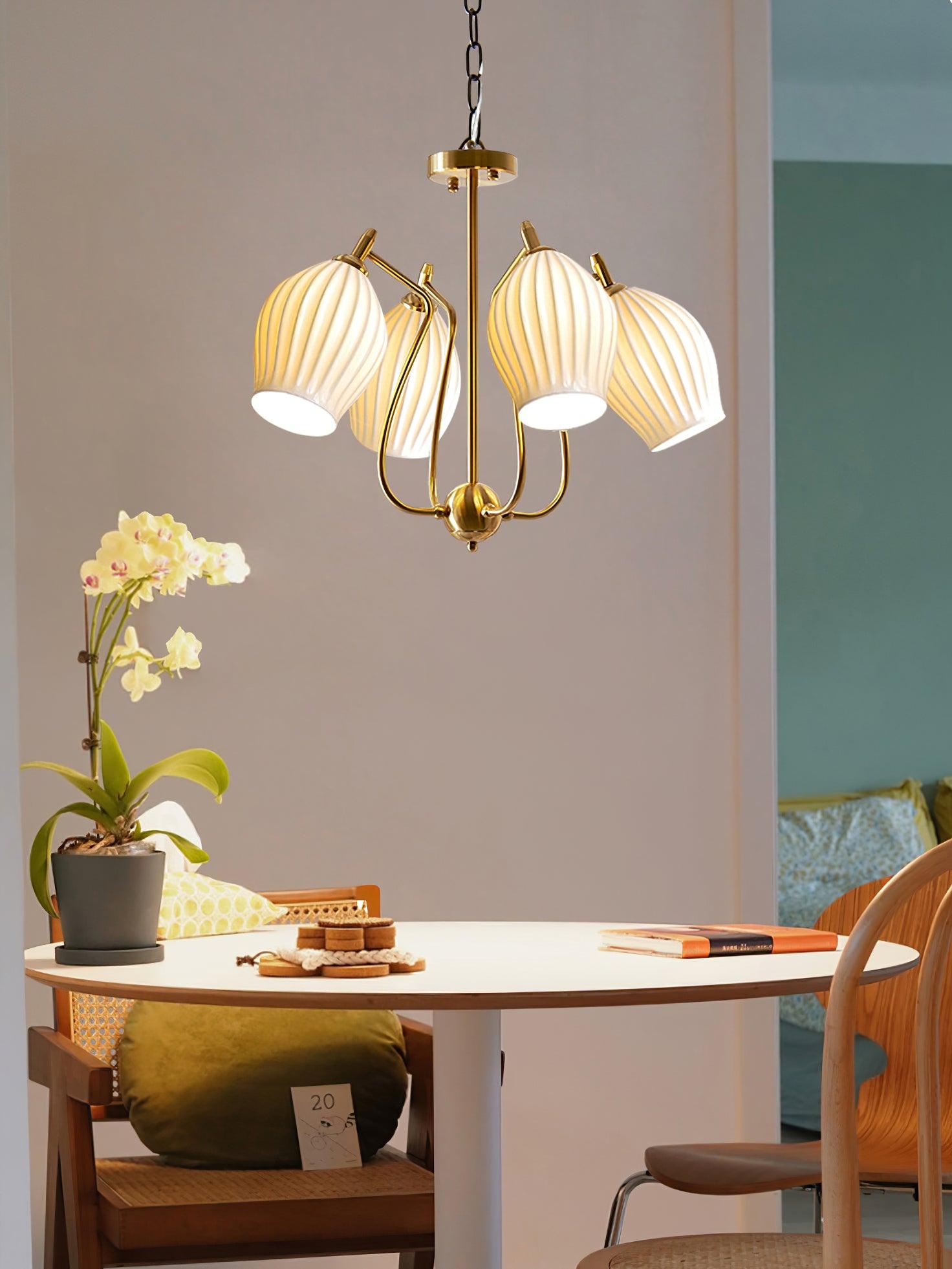 Ceramic Ribbed Chandelier - Cueteks