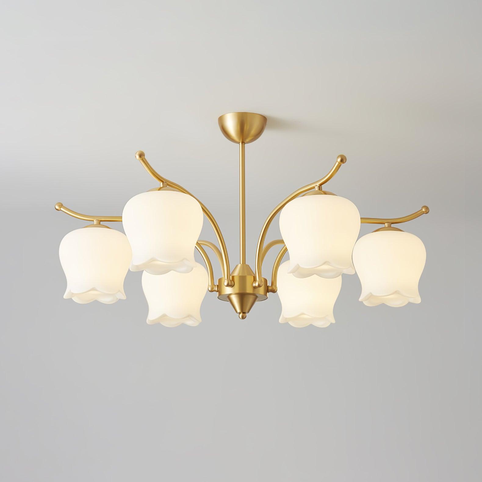 Tulip Brass Chandelier - Cueteks