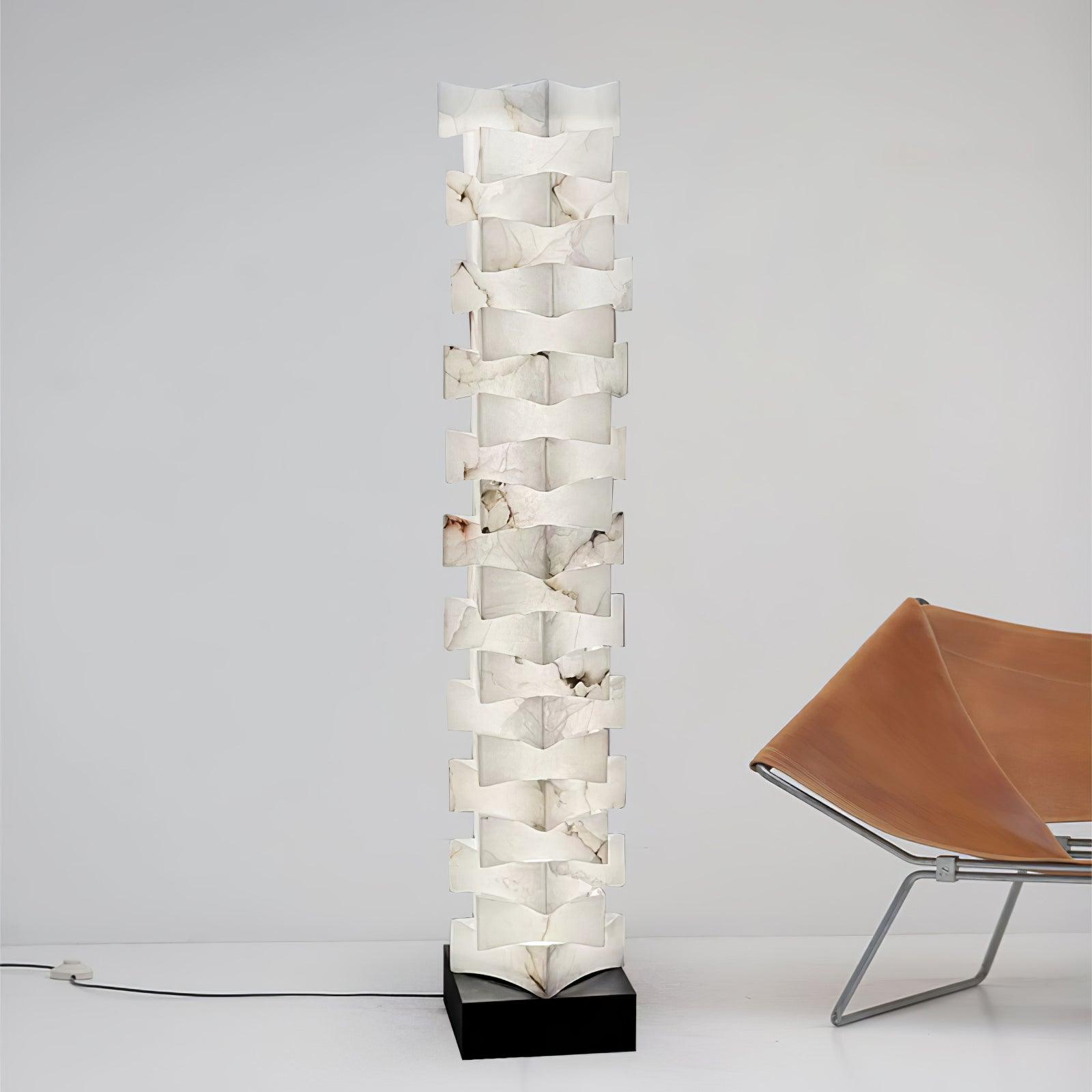 Stacked Alabaster Squares Floor Lamp - Cueteks