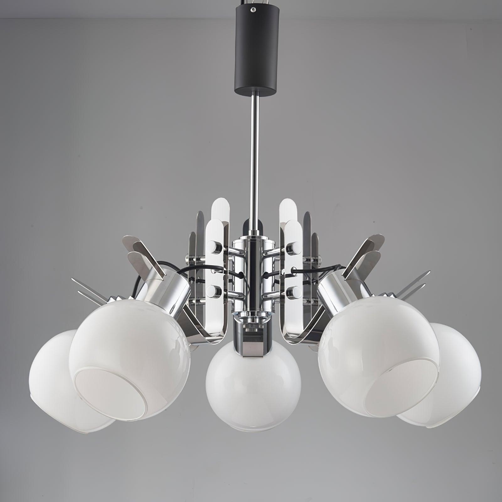 Vintage Geometrical Chrome Chandelier - Cueteks
