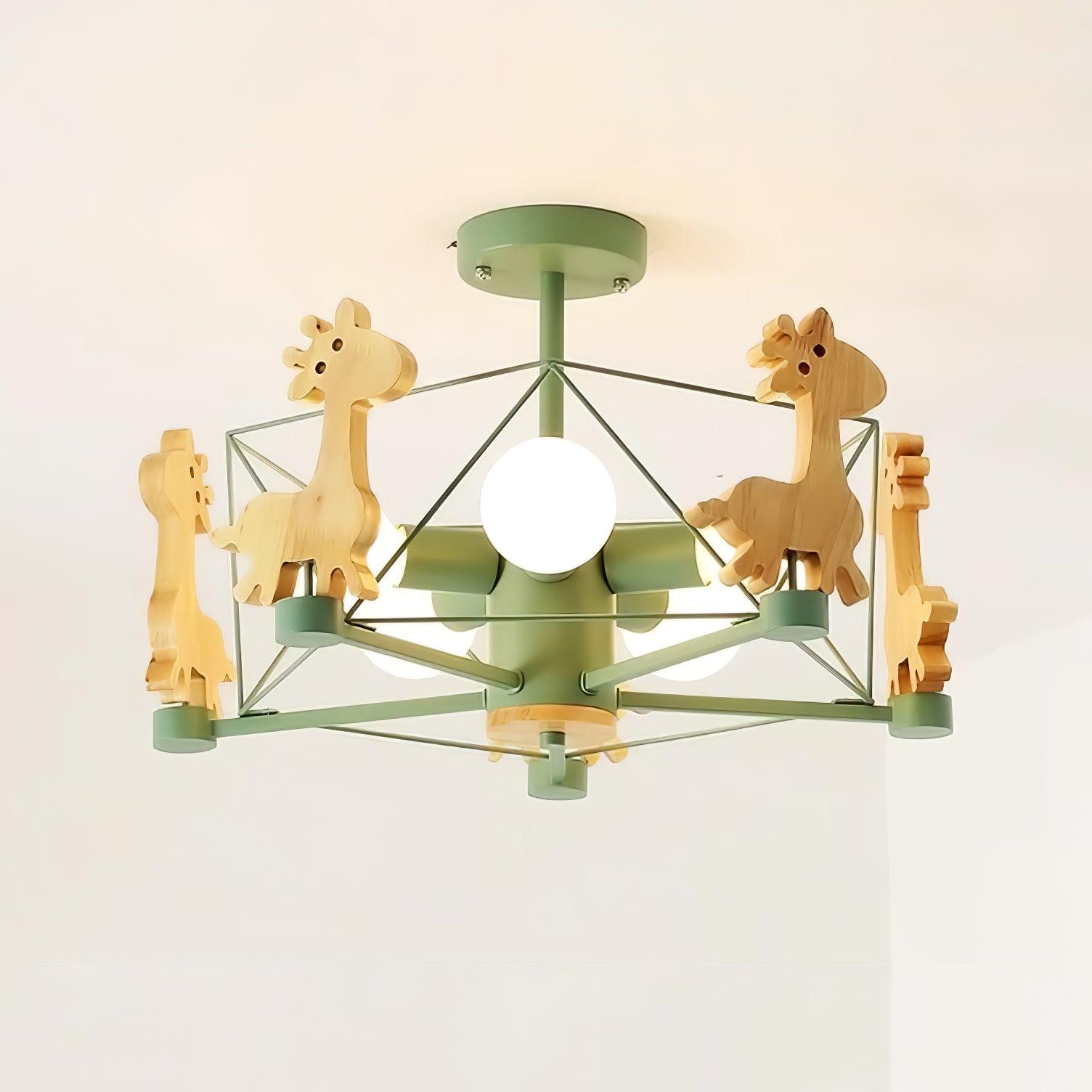 Lovely Deer Wooden Chandelier - Cueteks