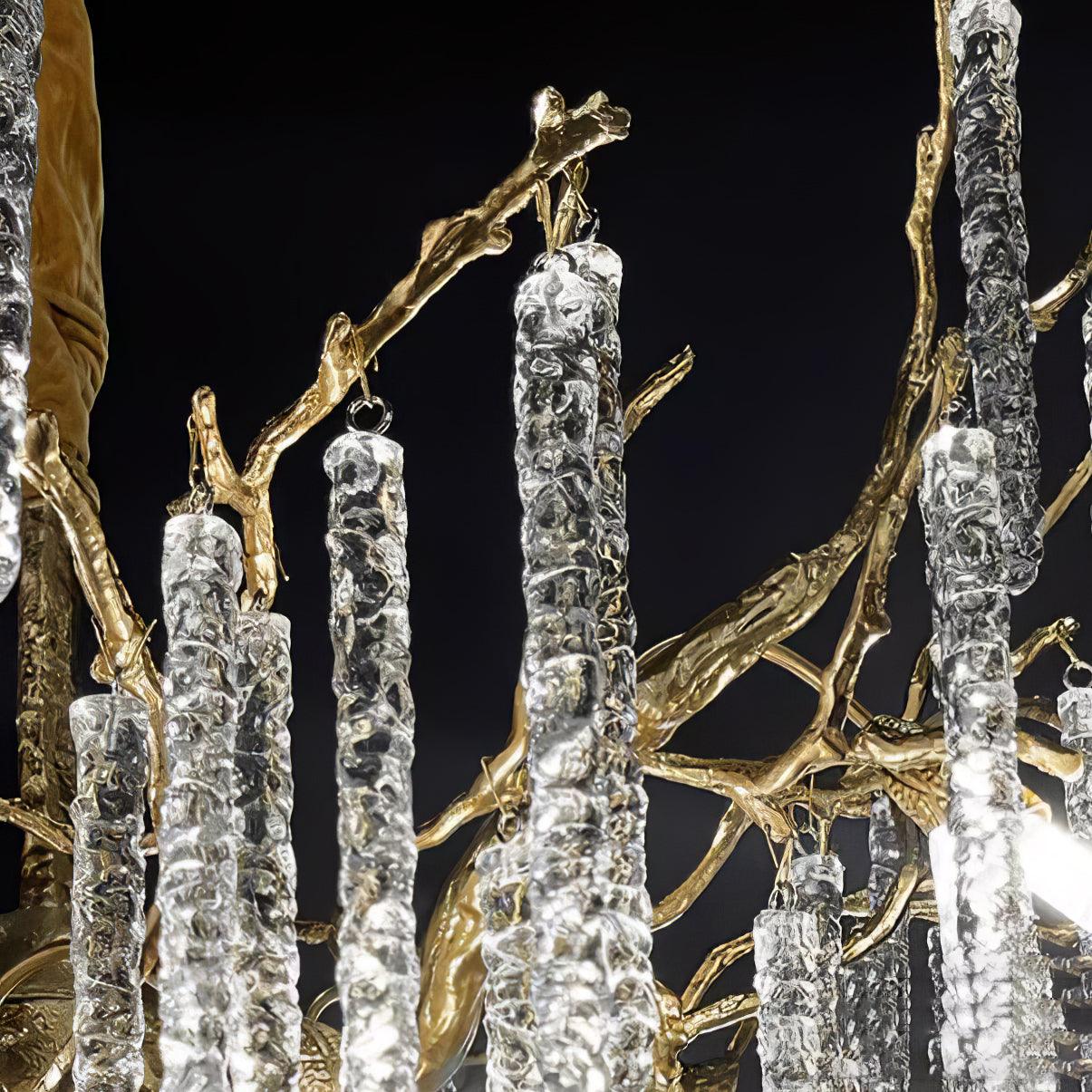 Crystal Icicles Branch Brass Chandelier - Cueteks