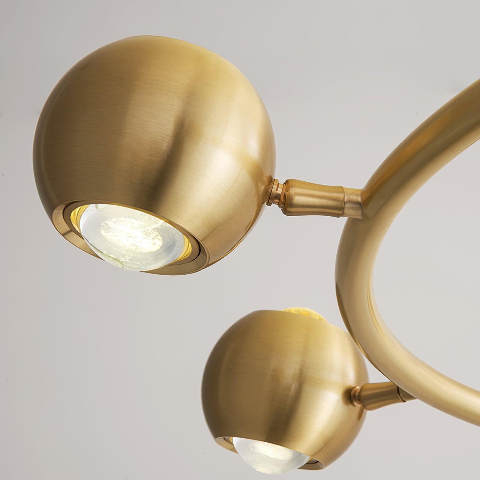 Two spherical lens heads attached to the brass ring