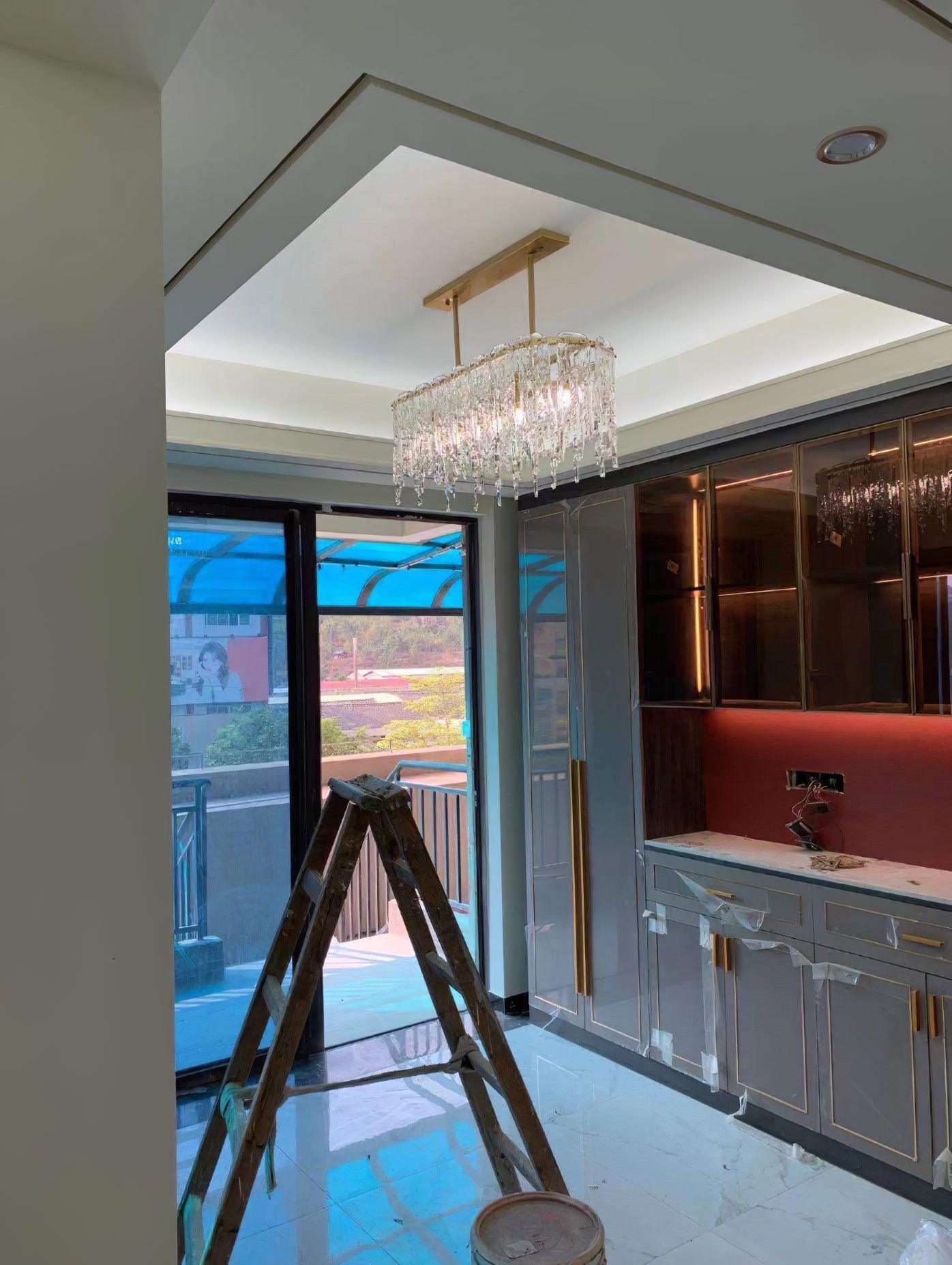 Rectangular Icicle Glass Chandelier - Cueteks