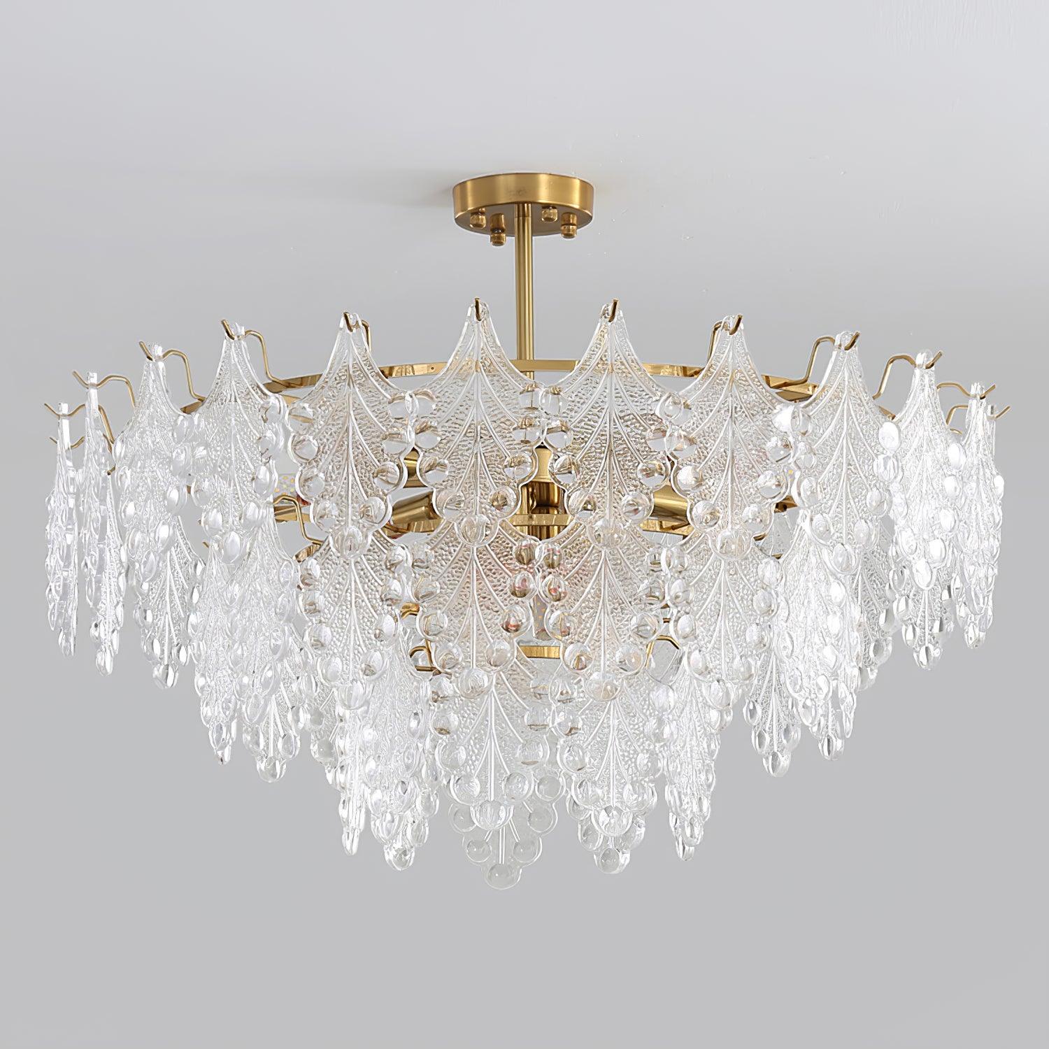 Tiered Carved Glass Chandelier - Cueteks