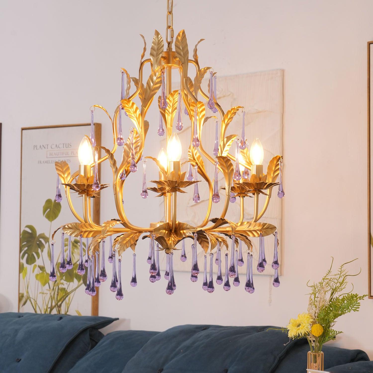 Amethyst Drops Crystal Chandelier - Cueteks