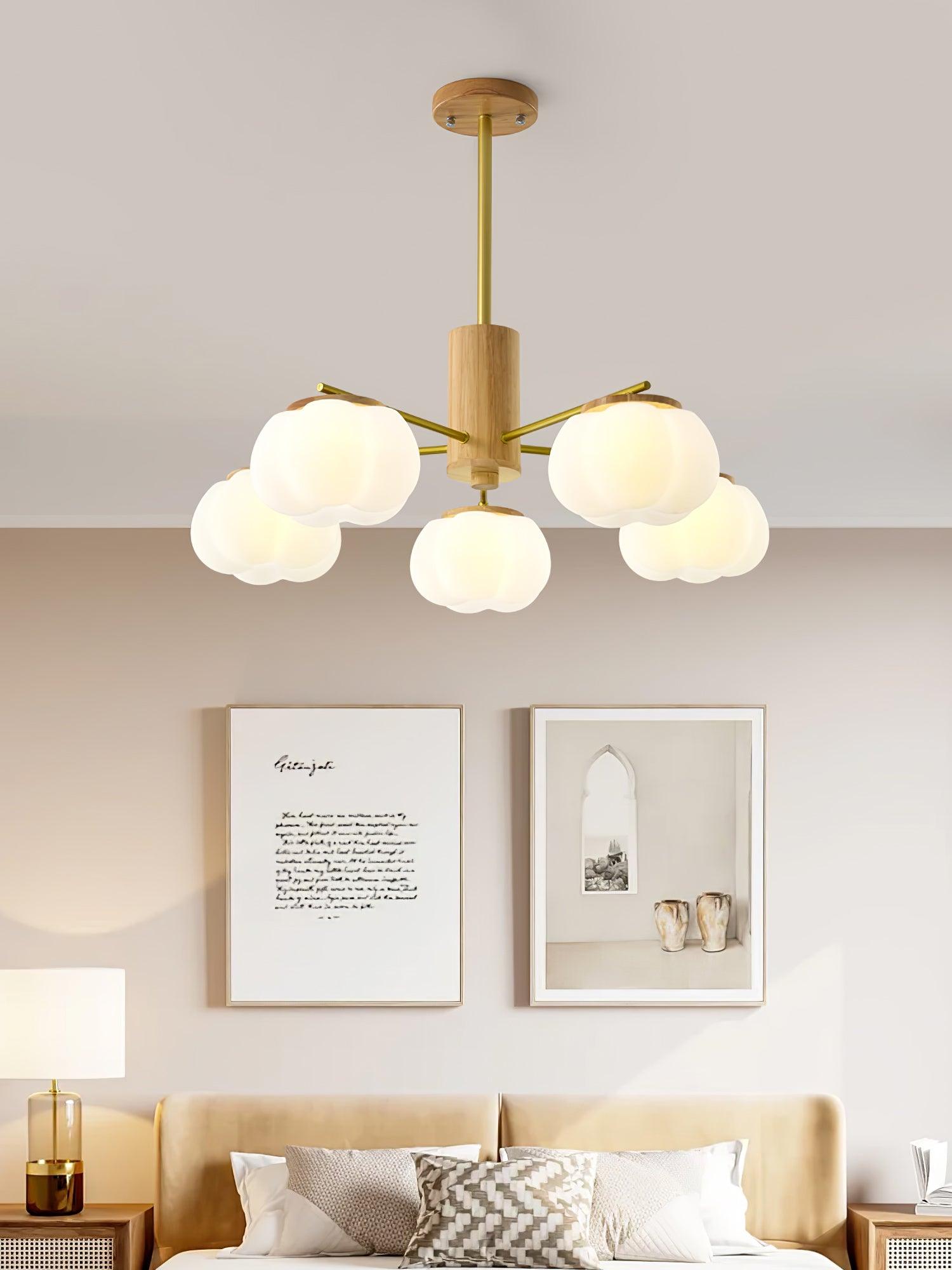 Wooden Cotton Balls Chandelier - Cueteks