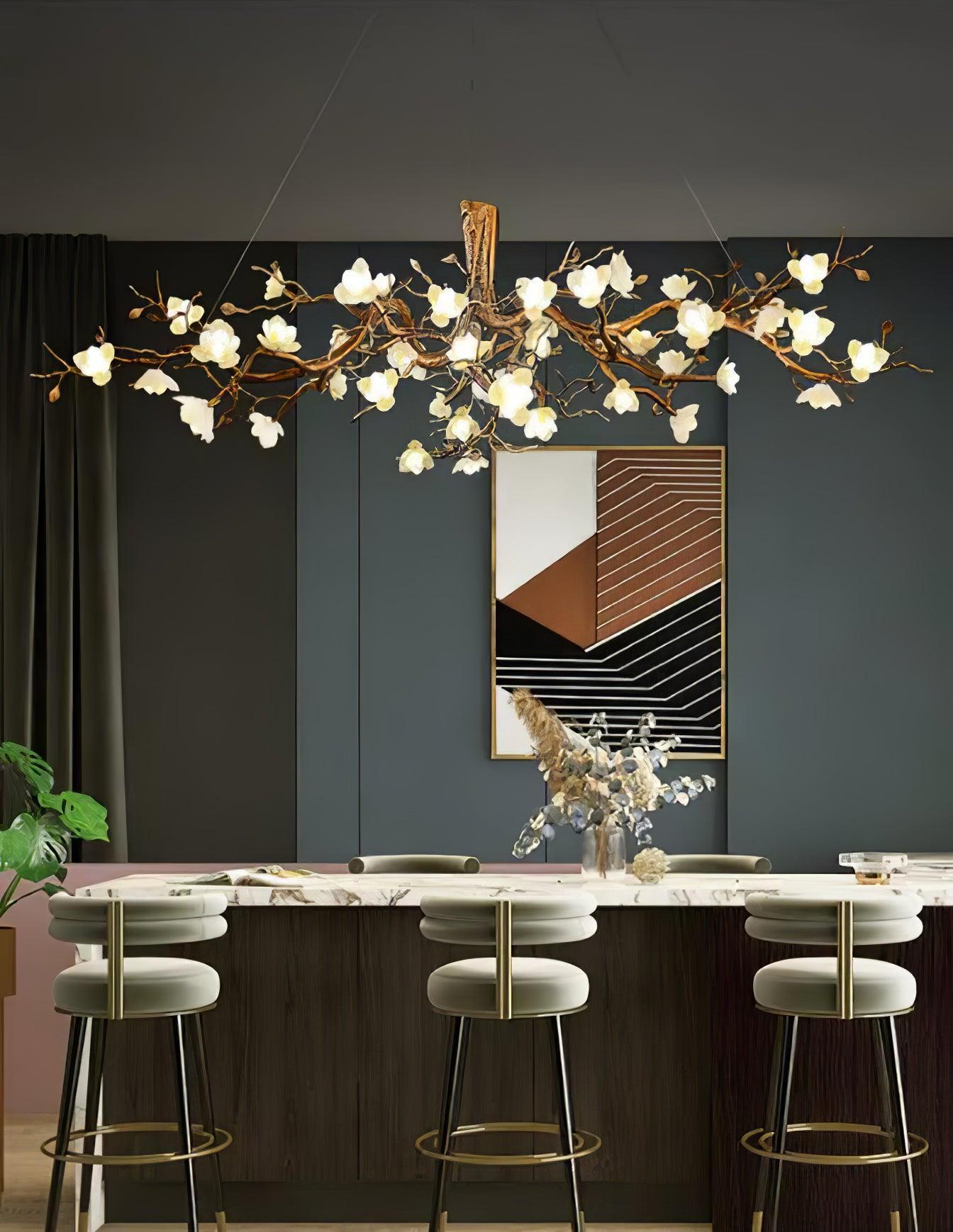Flower Bloom Branch Brass Chandelier - Cueteks