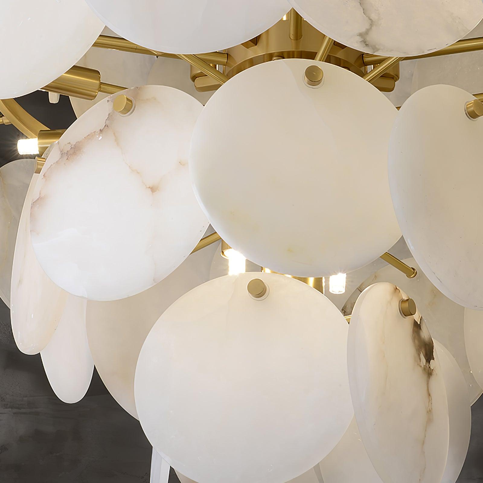 Alabaster Shell Brass Chandelier - Cueteks