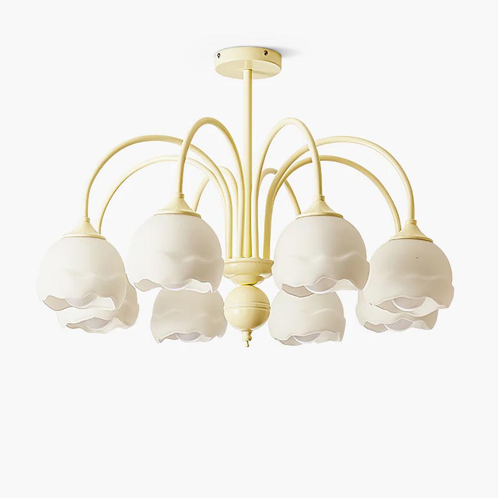 Creamy chandelier with white glass shades