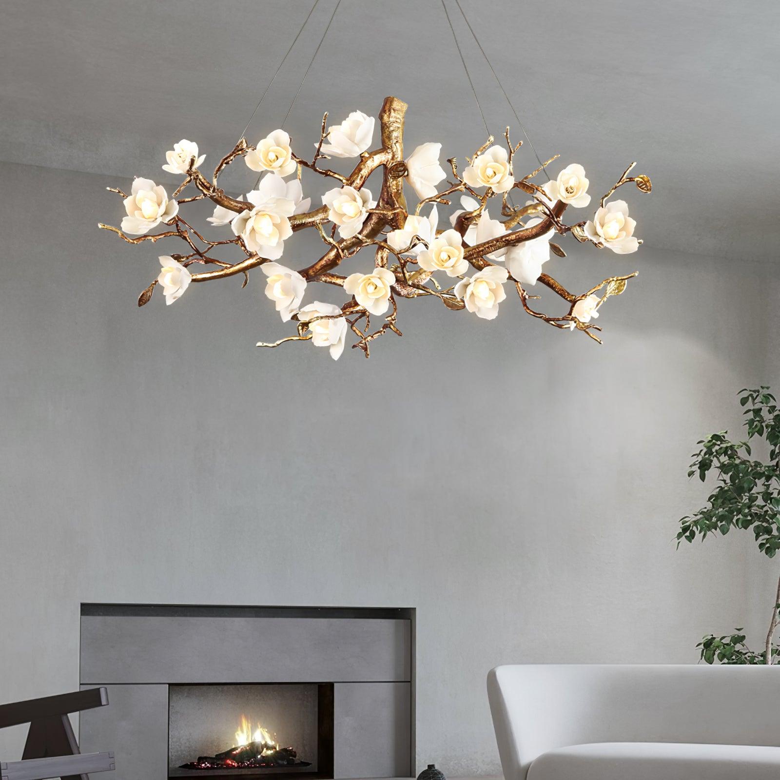 Flower Bloom Branch Brass Chandelier - Cueteks