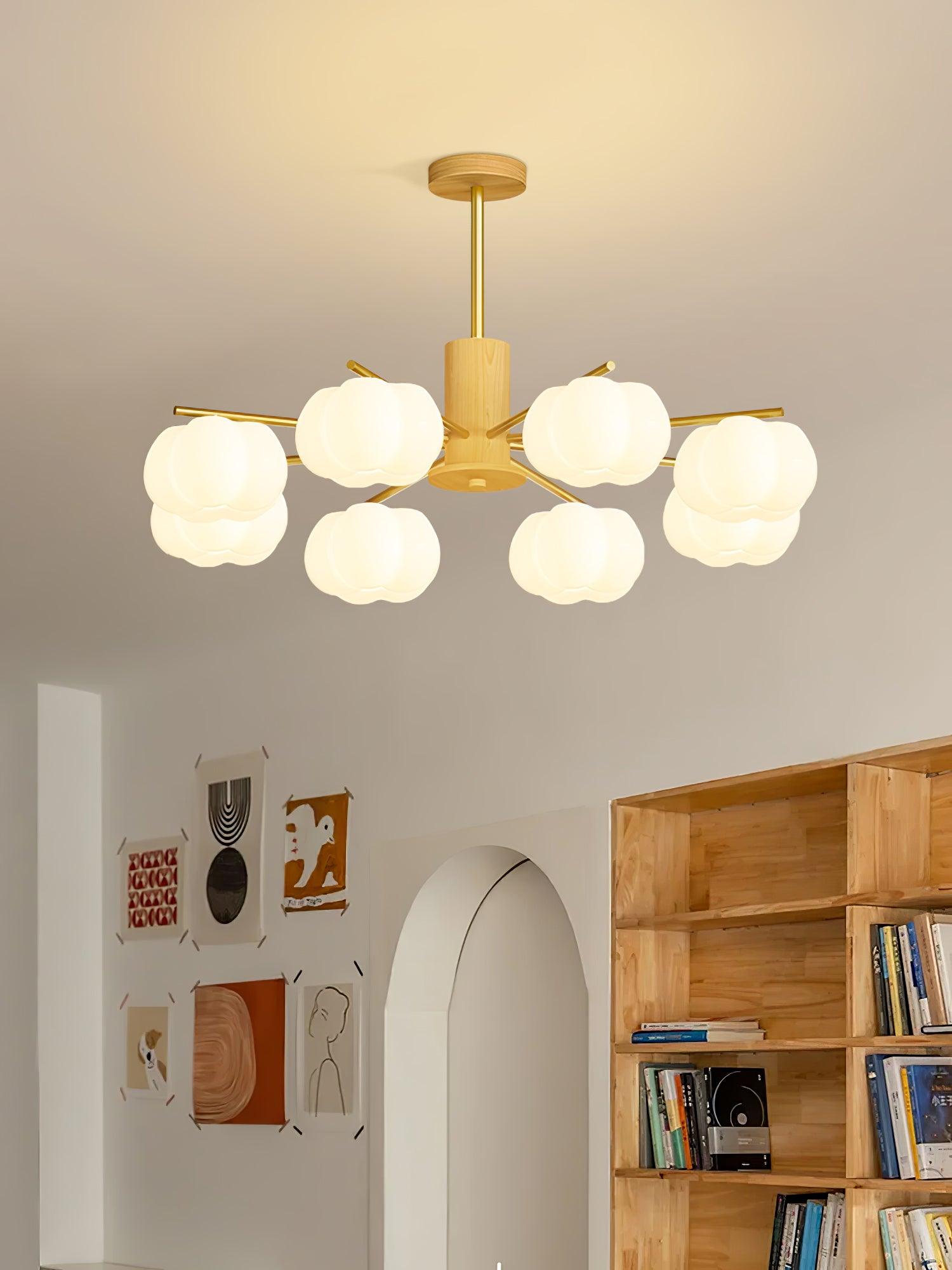 Wooden Cotton Balls Chandelier - Cueteks