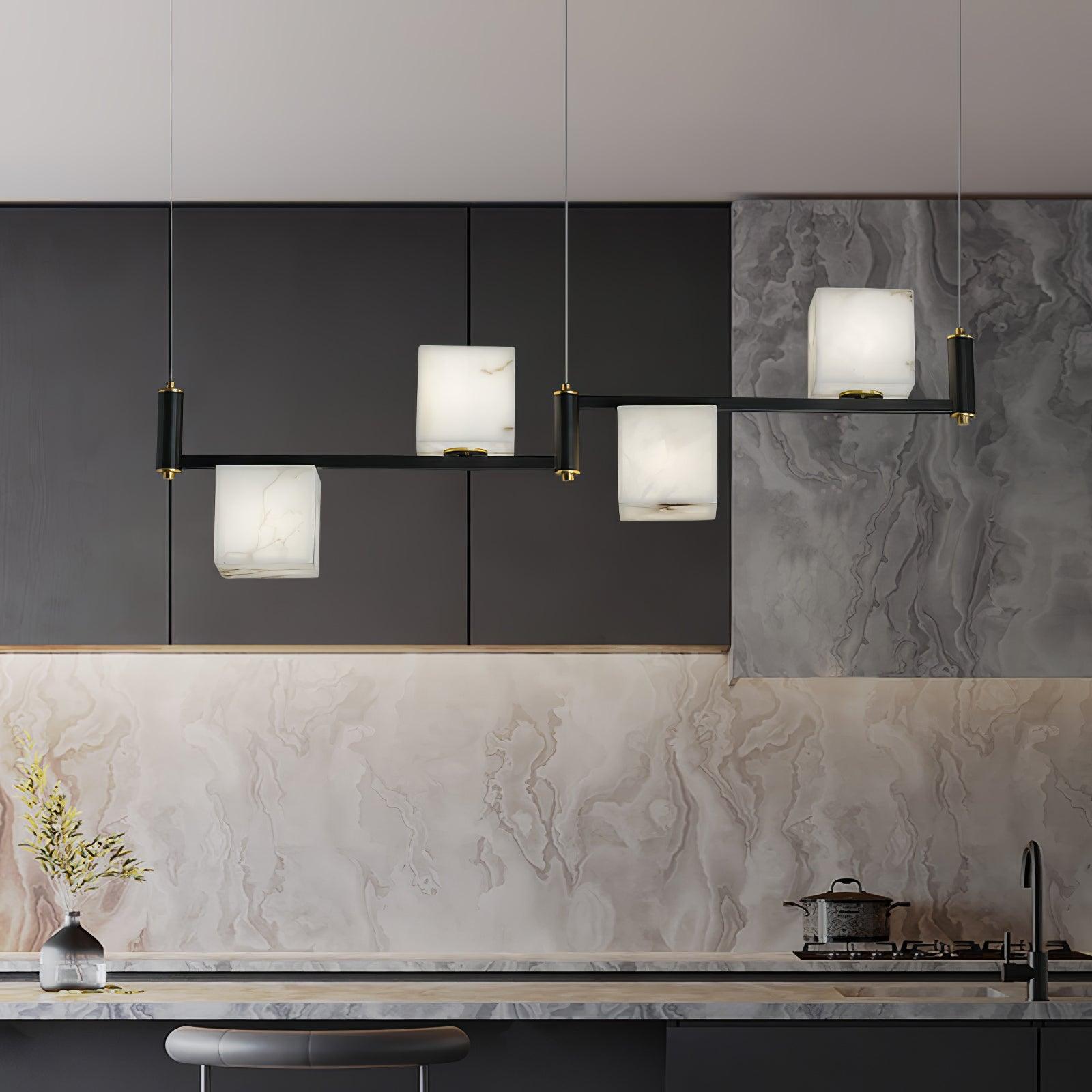 Alabaster Square Box Chandelier - Cueteks