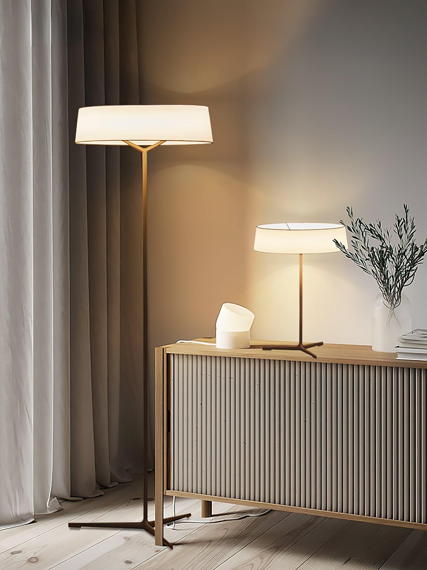 Paper Glow floor and table forms near a sideboard