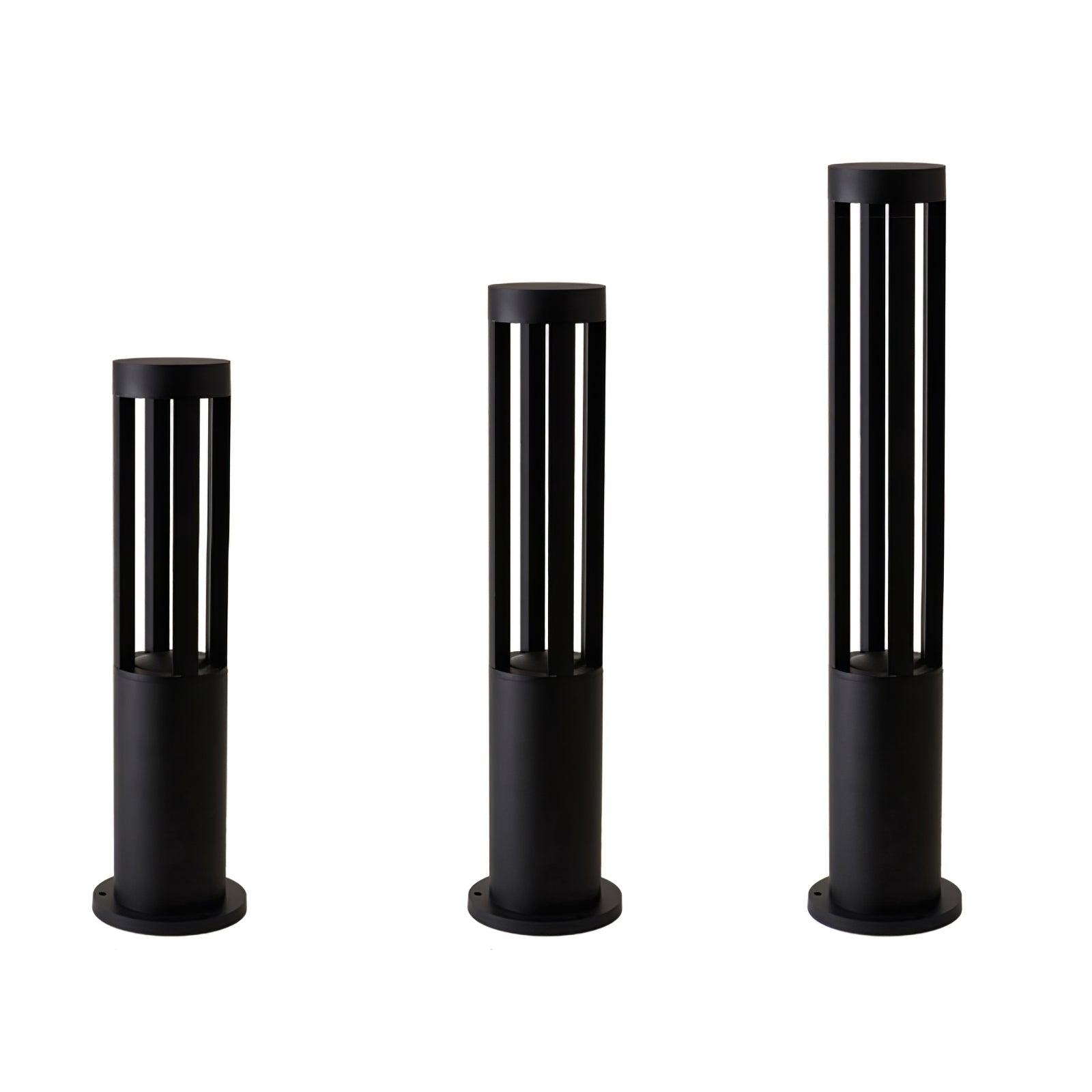 Black Cylindrical Garden Outdoor Light with Solar Panel - Cueteks