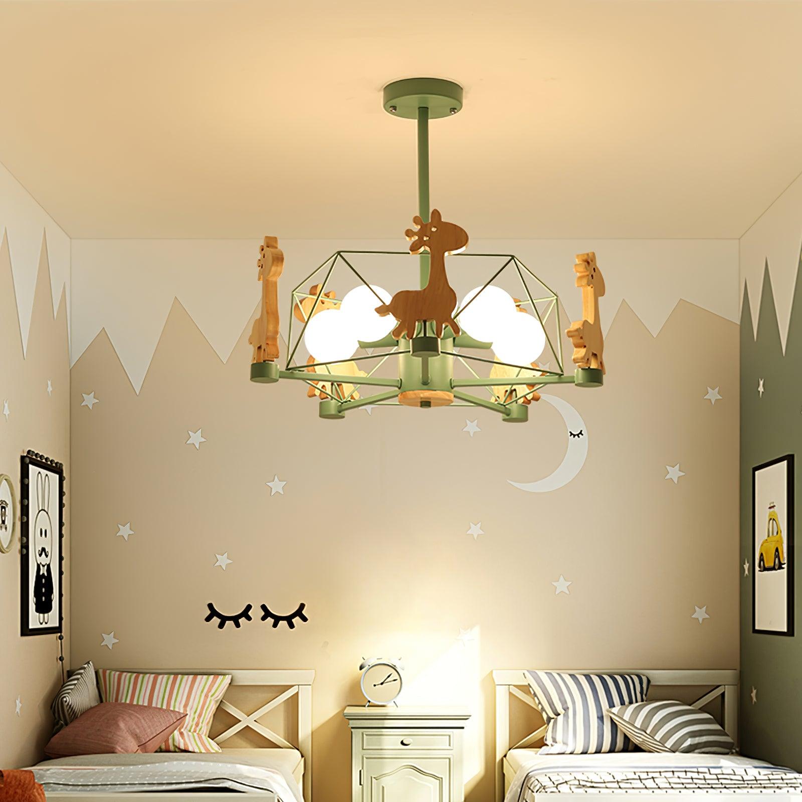 Lovely Deer Wooden Chandelier - Cueteks
