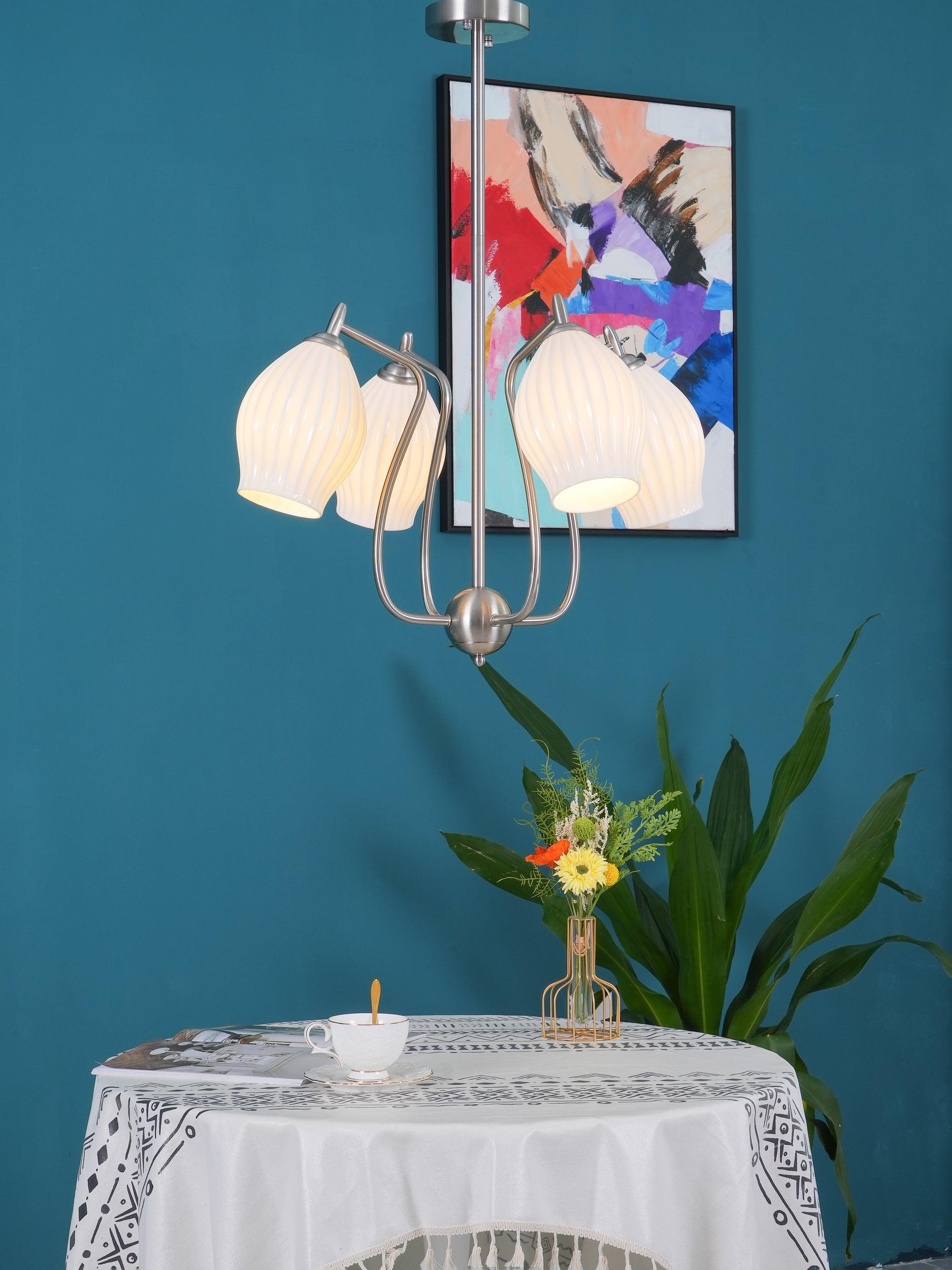 Ceramic Ribbed Chandelier - Cueteks
