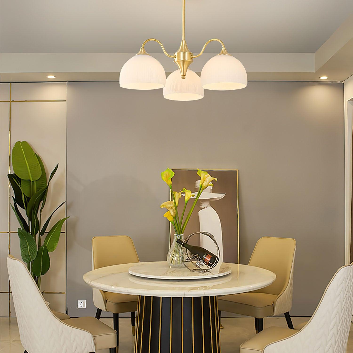 Striped Glass Bowl Chandelier - Cueteks