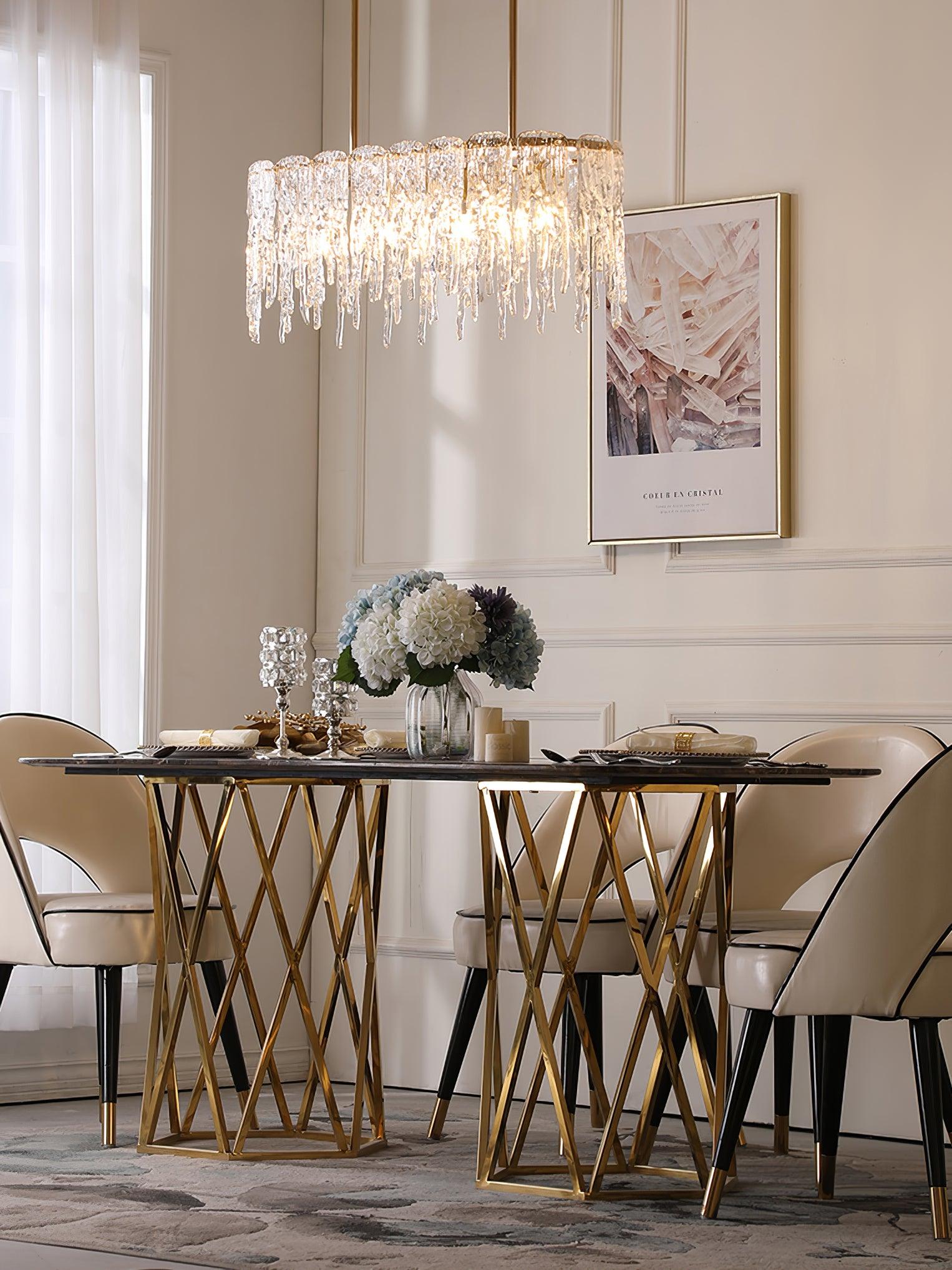 Rectangular Icicle Glass Chandelier - Cueteks