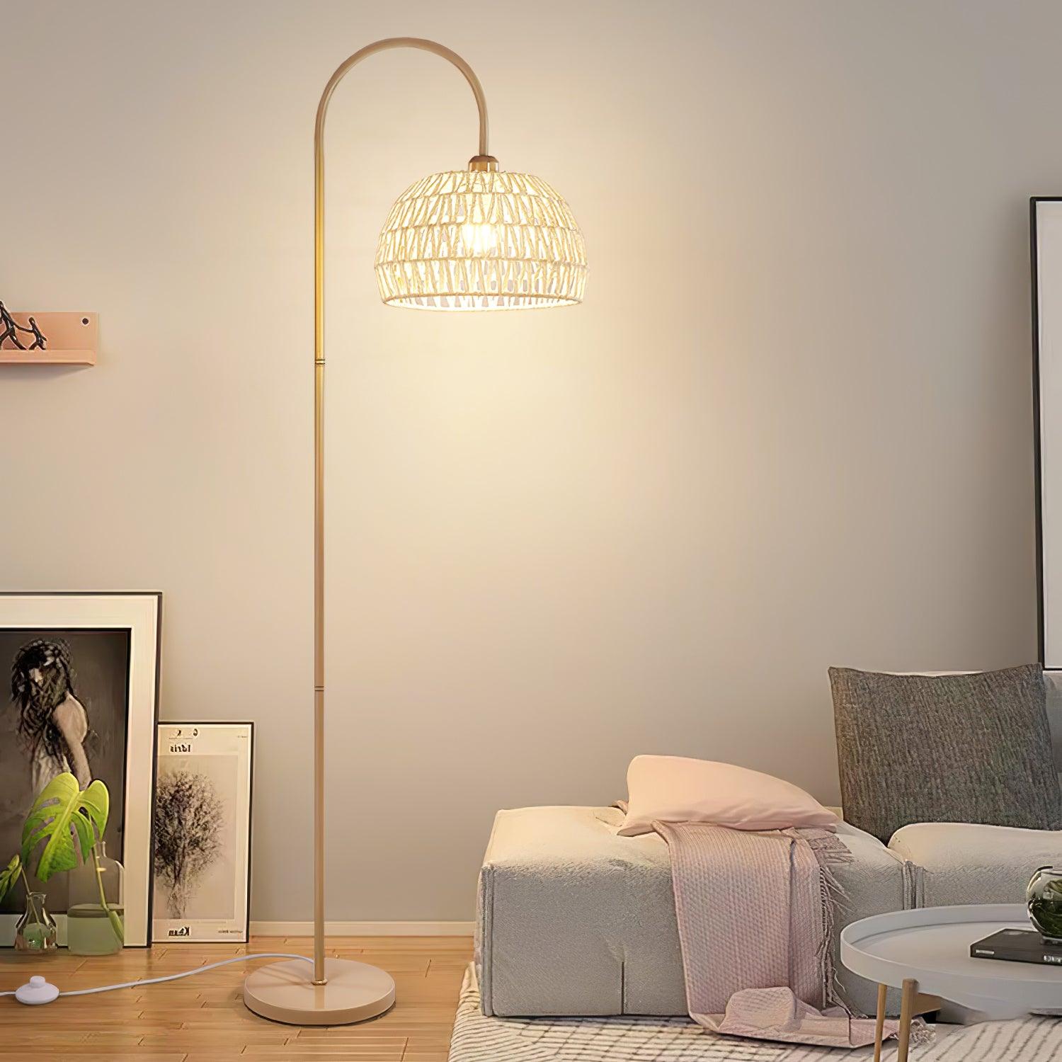 Rattan Arch Floor Lamp - Cueteks