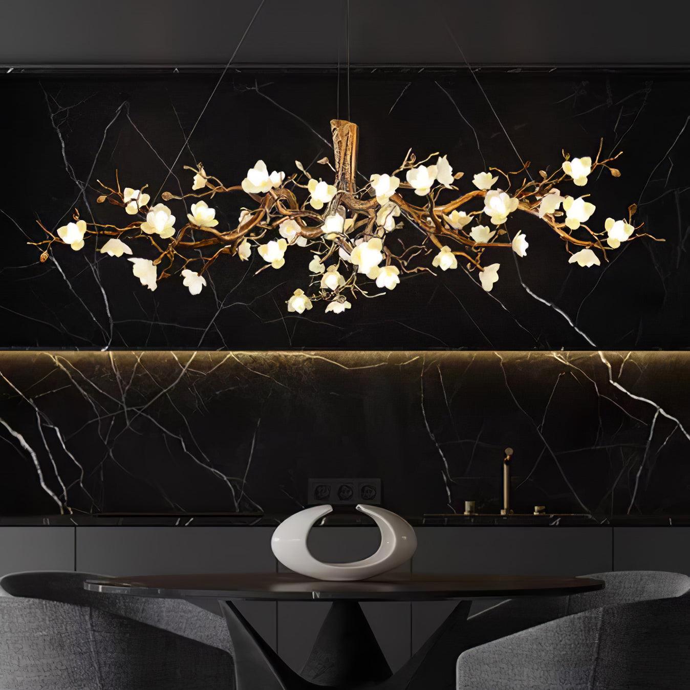 Flower Bloom Branch Brass Chandelier - Cueteks