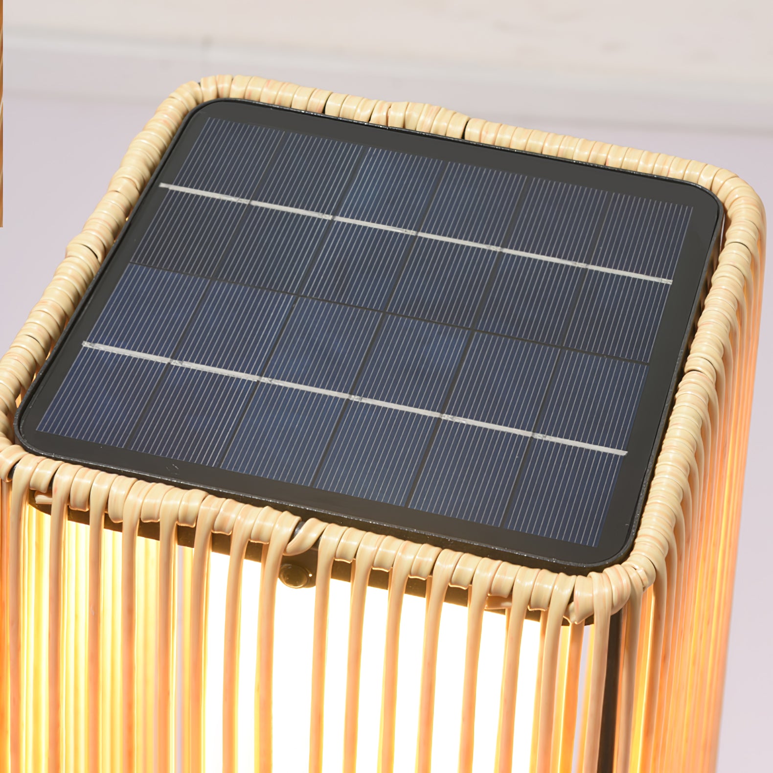 Plastic Rattan Outdoor Post Light with Solar Panel - Cueteks