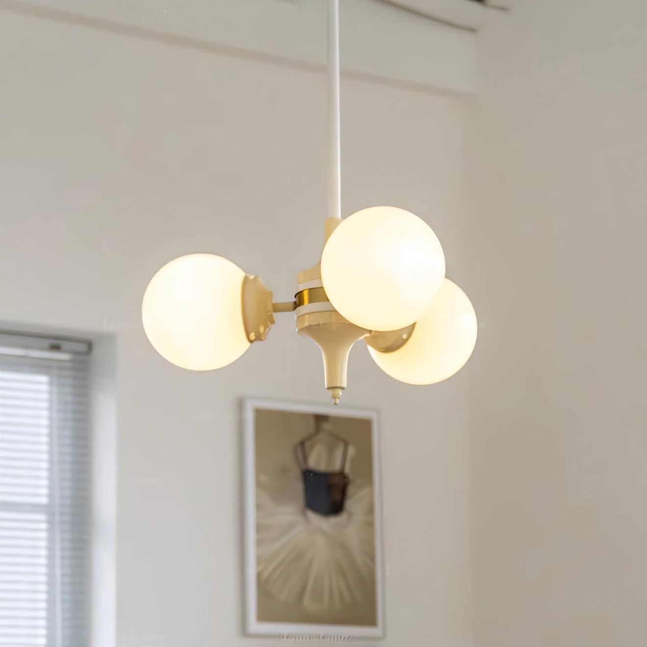 Cream Glass Ball Chandelier - Cueteks