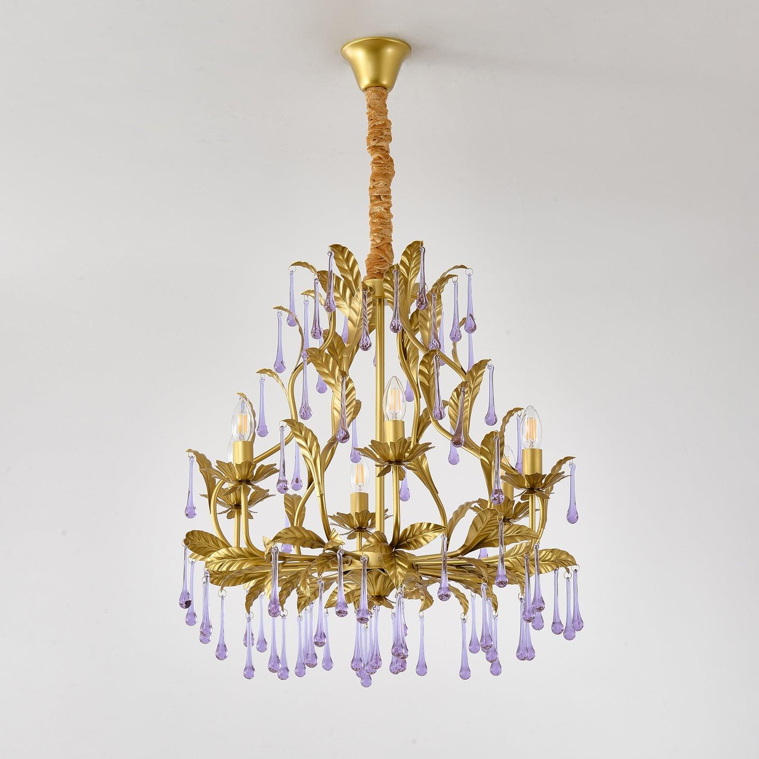Amethyst Drops Crystal Chandelier - Cueteks