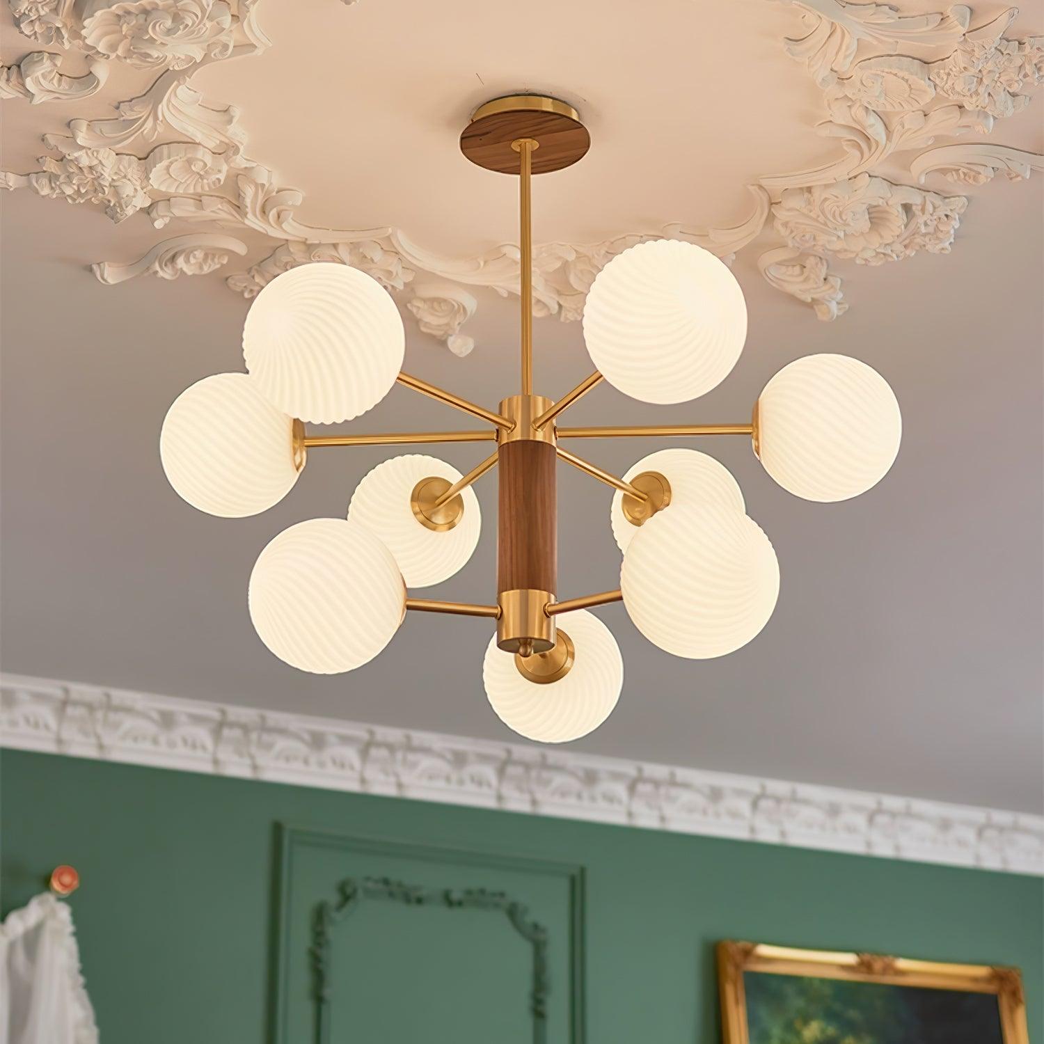 Ribbed Babble Glass Chandelier - Cueteks
