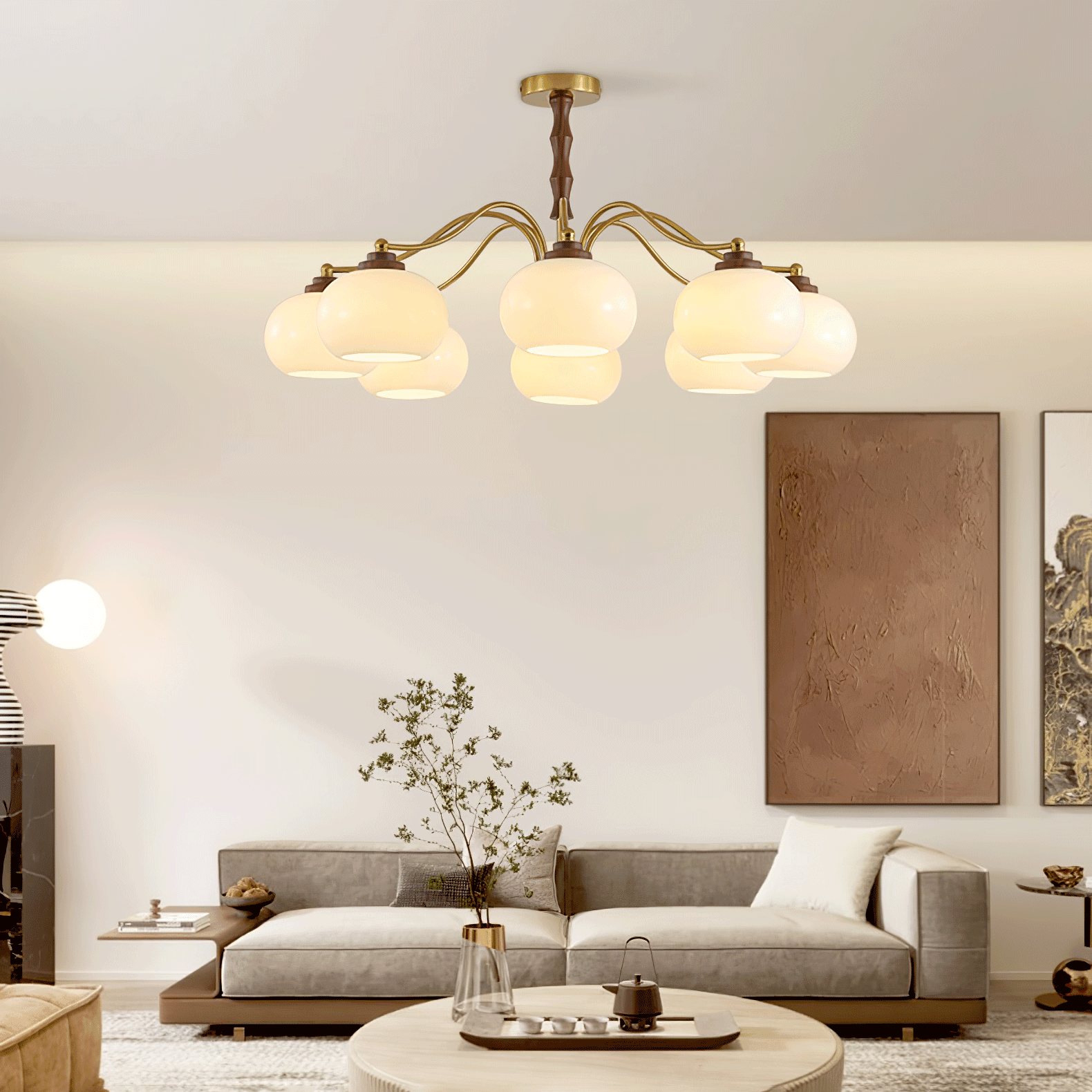 Persimmon Glass Globe Chandelier - Cueteks