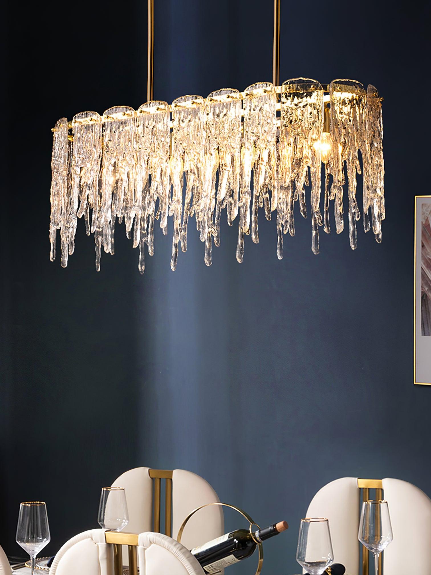 Rectangular Icicle Glass Chandelier - Cueteks