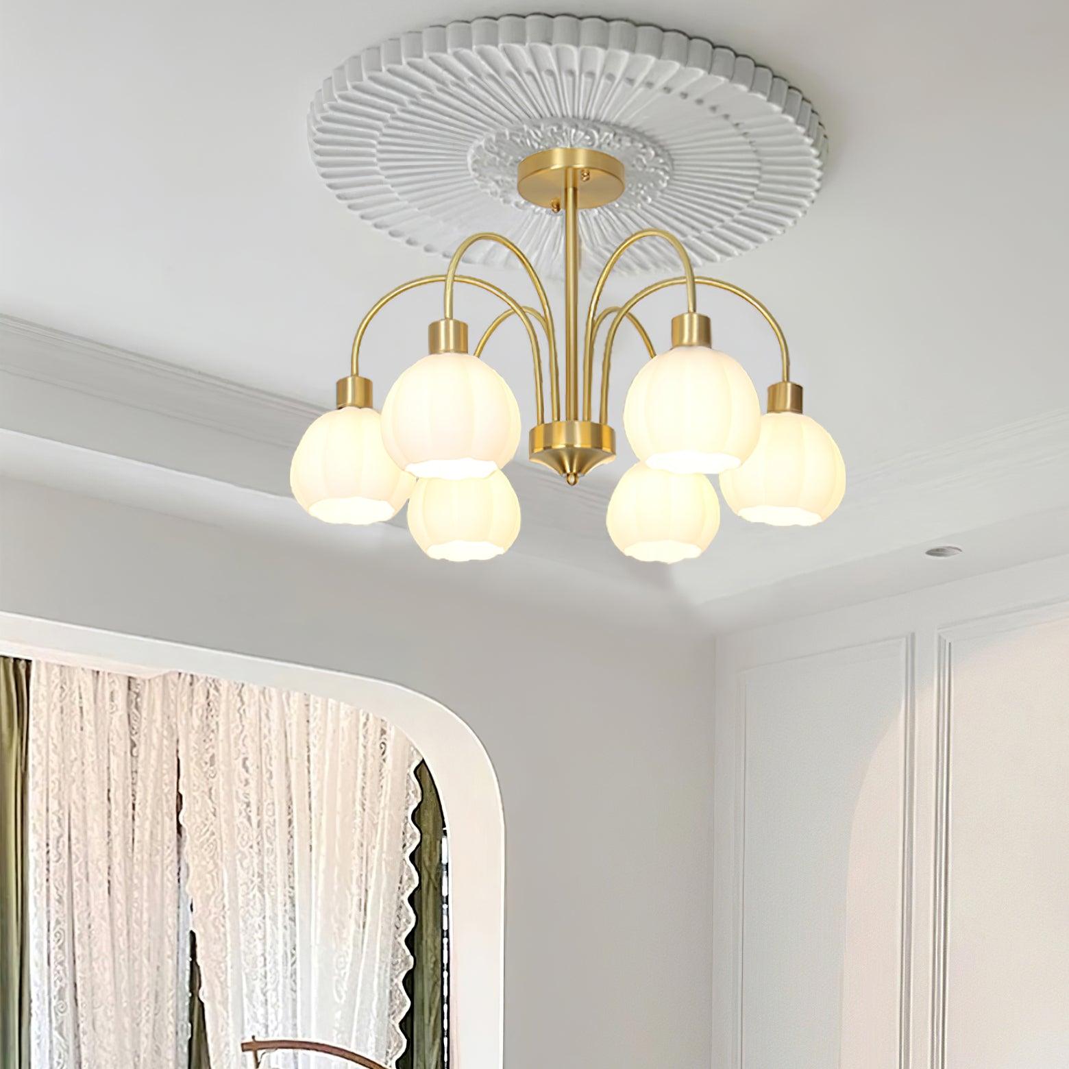 Glass Pumpkin Gold Chandelier - Cueteks