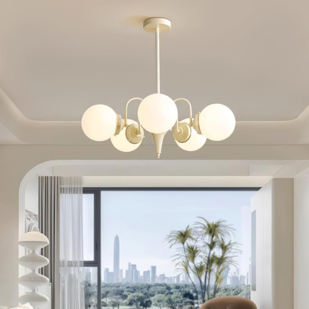 Cream Glass Ball Chandelier - Cueteks