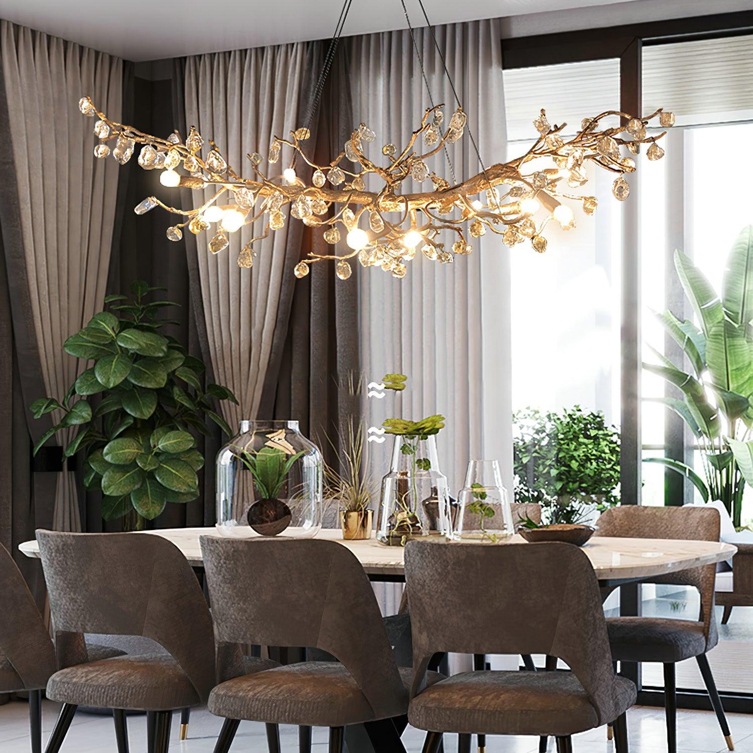 Stone Crystal Brass Chandelier - Cueteks
